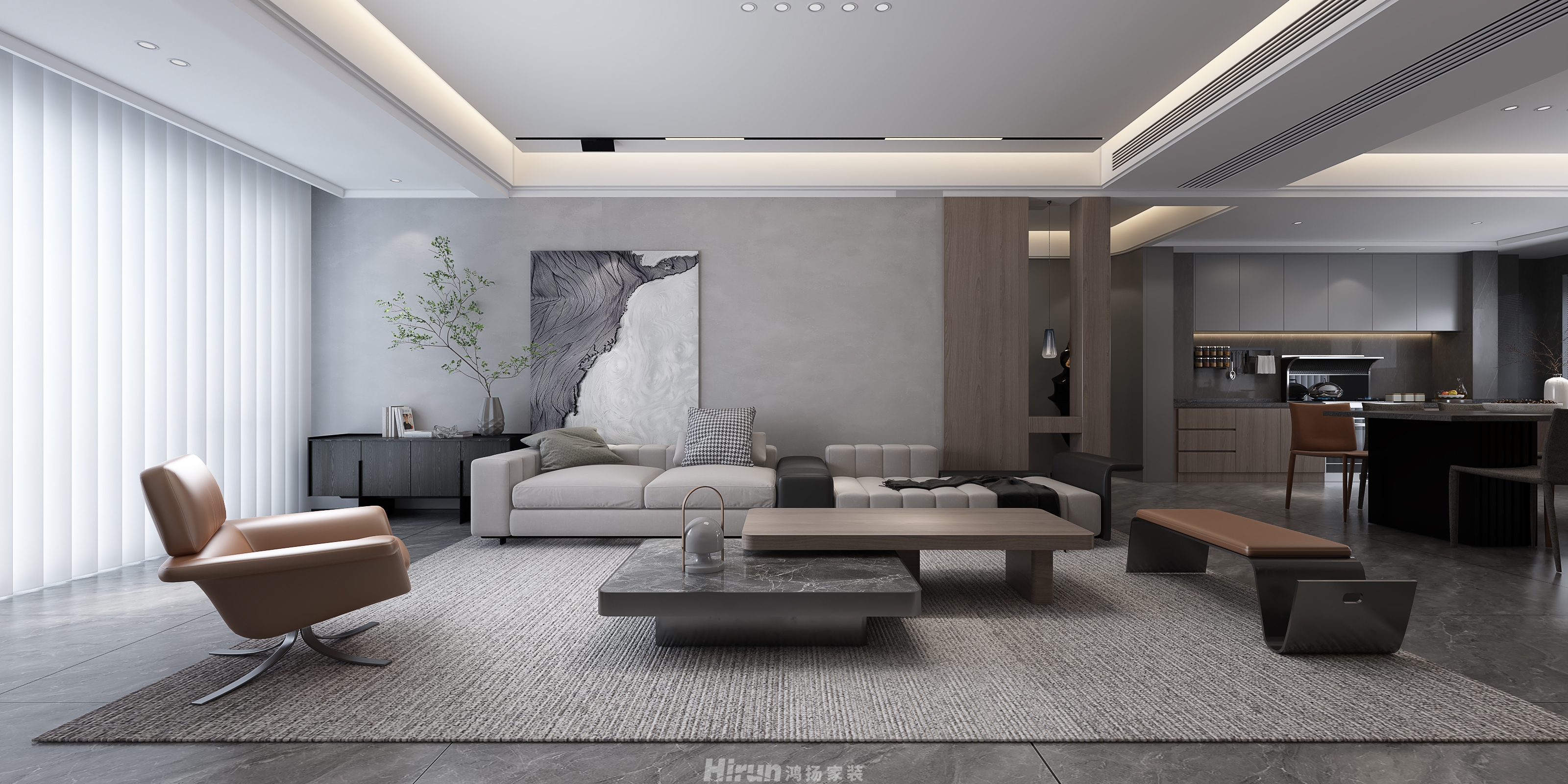 時代公館180㎡雅致現代四居室 裝修案例效果圖-11