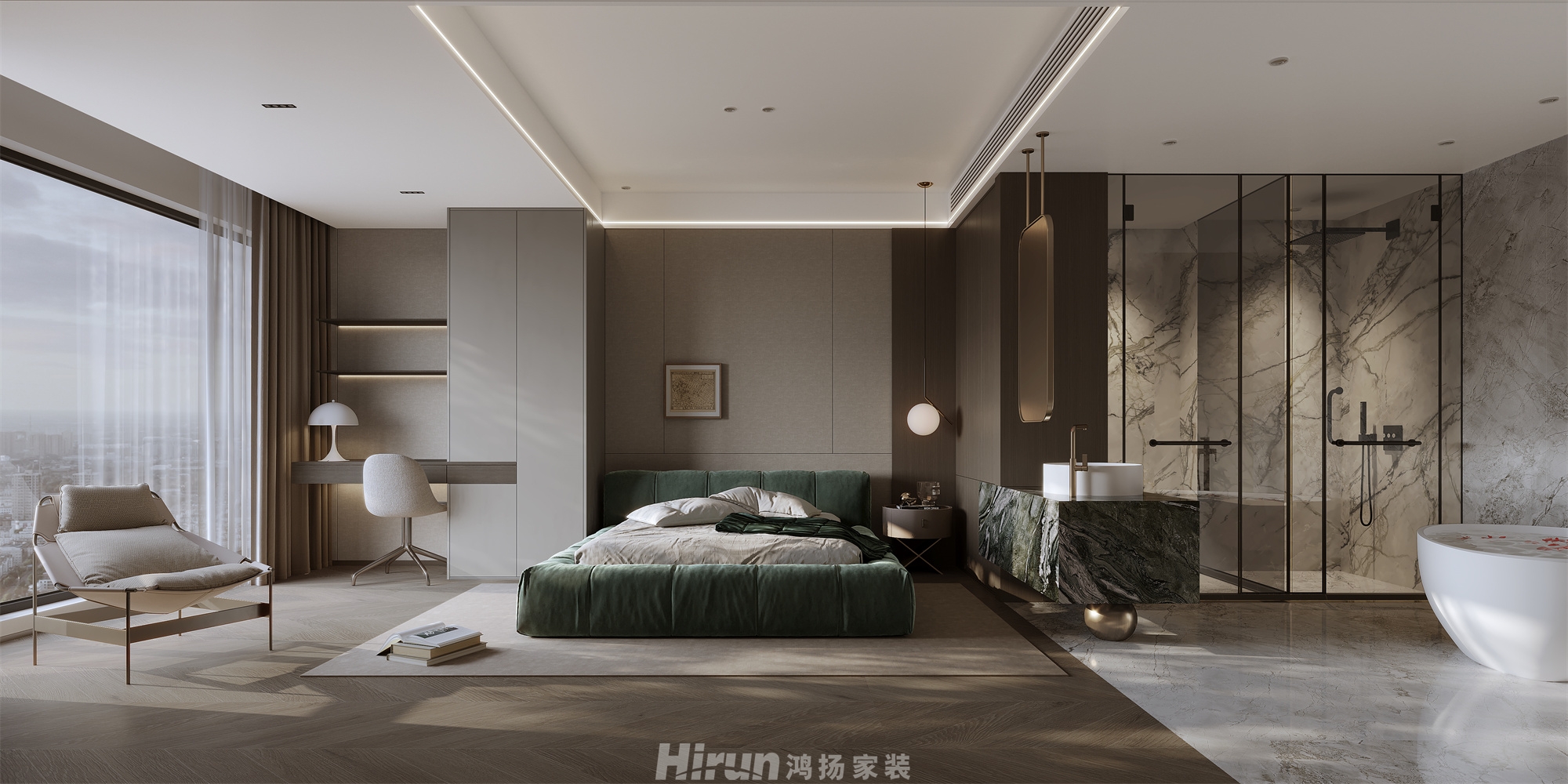 綠地300㎡雅致現代復式 裝修案例效果圖-4