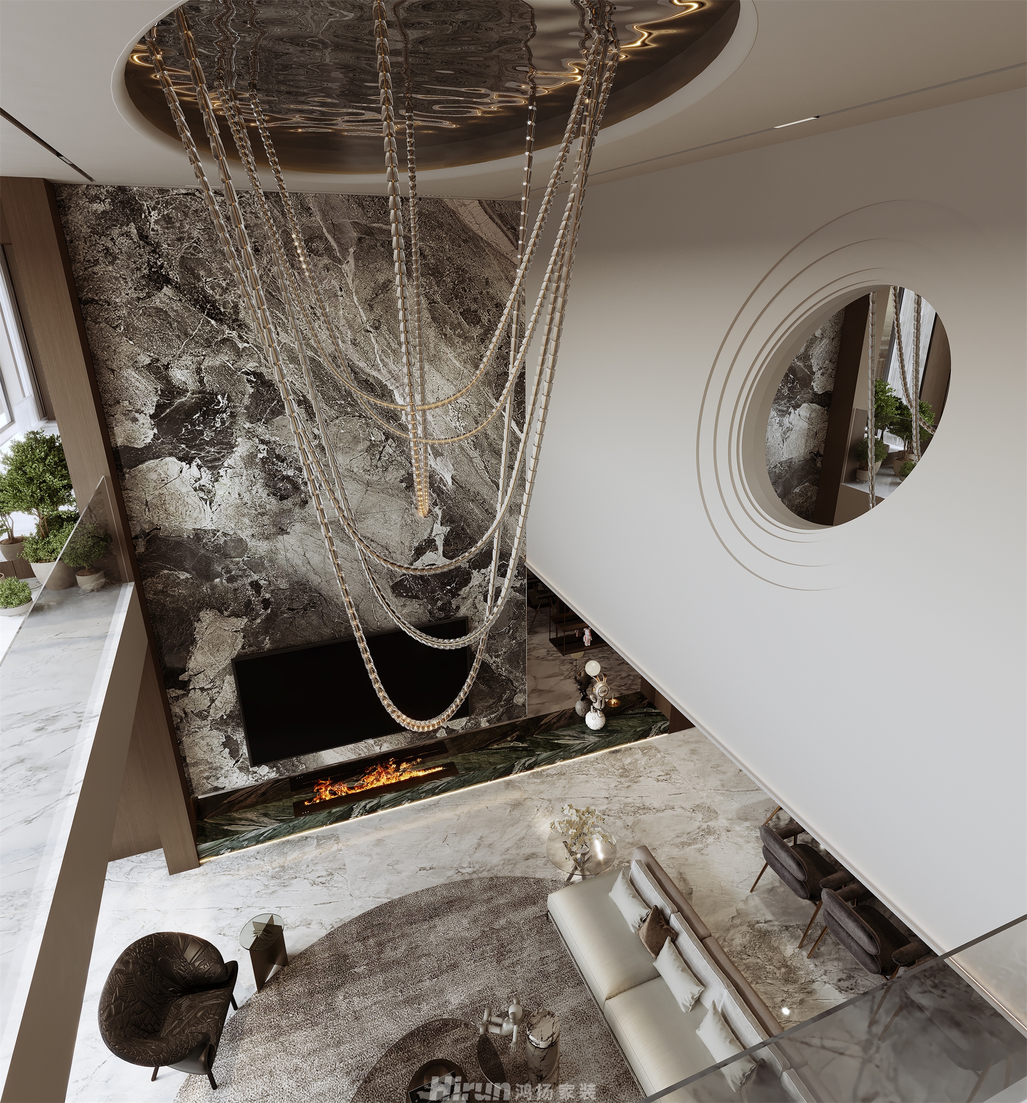 綠地300㎡雅致現代復式 裝修案例效果圖-6