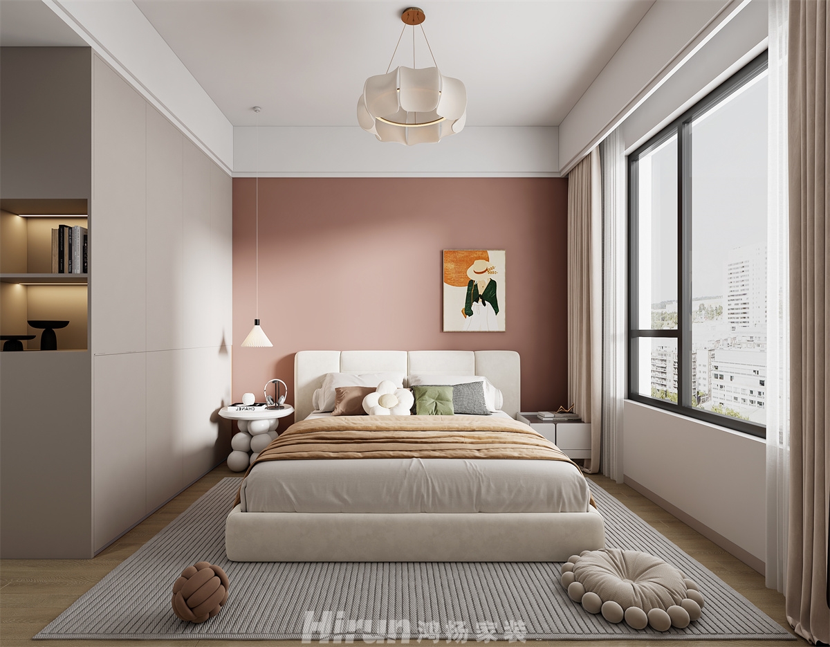 華龍府110㎡優(yōu)雅繽紛三居室 裝修案例效果圖-3