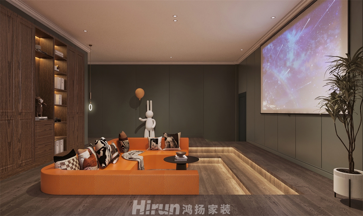 城南私宅200㎡復古風潮大平層 裝修案例效果圖-4