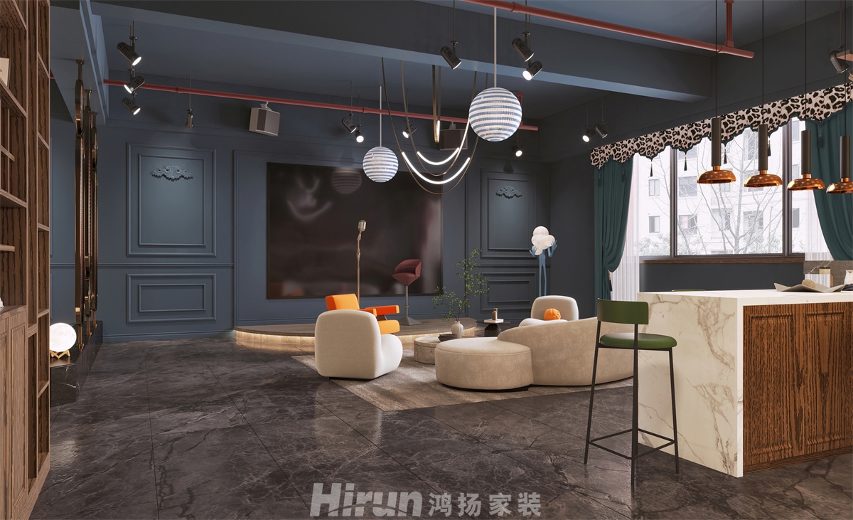 城南私宅200㎡復古風潮大平層 裝修案例效果圖-3