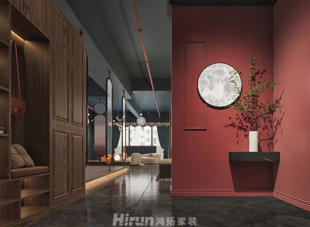 城南私宅200㎡復古風潮大平層 裝修案例效果圖-5