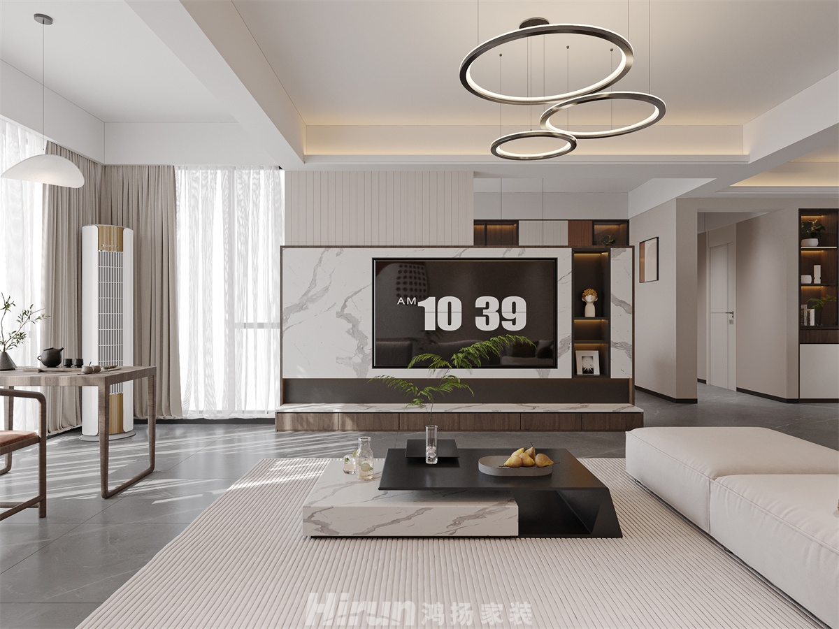 公園央著123㎡新裝飾主義三居室 裝修案例效果圖-6