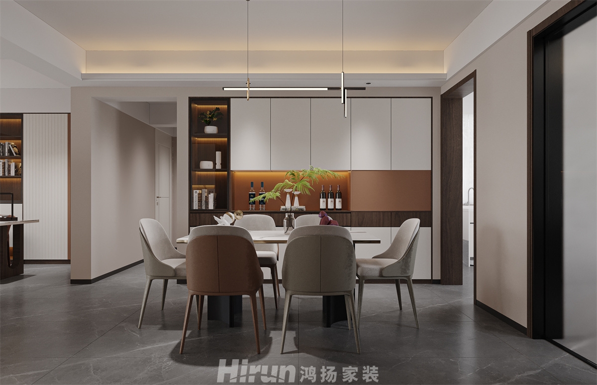 公園央著123㎡新裝飾主義三居室 裝修案例效果圖-4