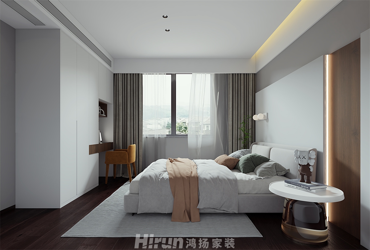 溆浦獅子巷單位樓125㎡雅致現代三居室 裝修案例效果圖-3