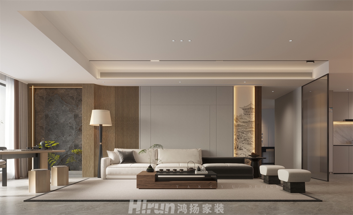 長沙潤府188㎡意境東方大平層 裝修案例效果圖-1