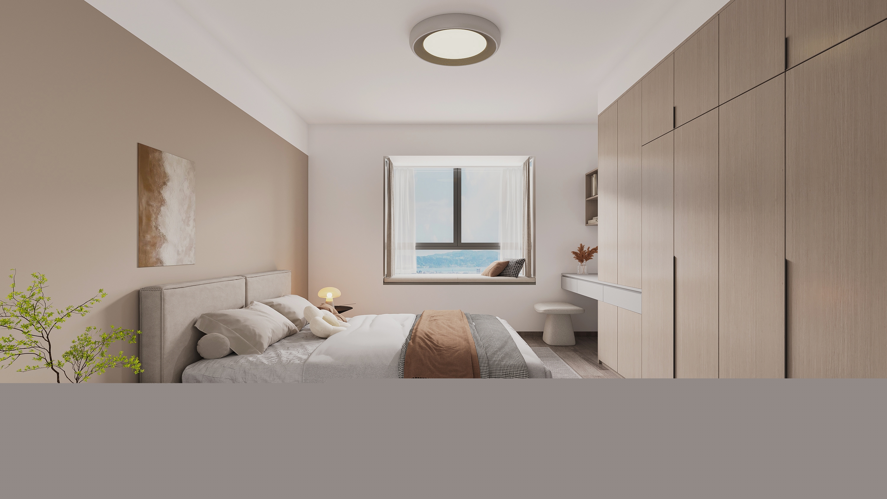 會(huì)同水岸綠城120㎡雅致現(xiàn)代三居室 裝修案例效果圖-5