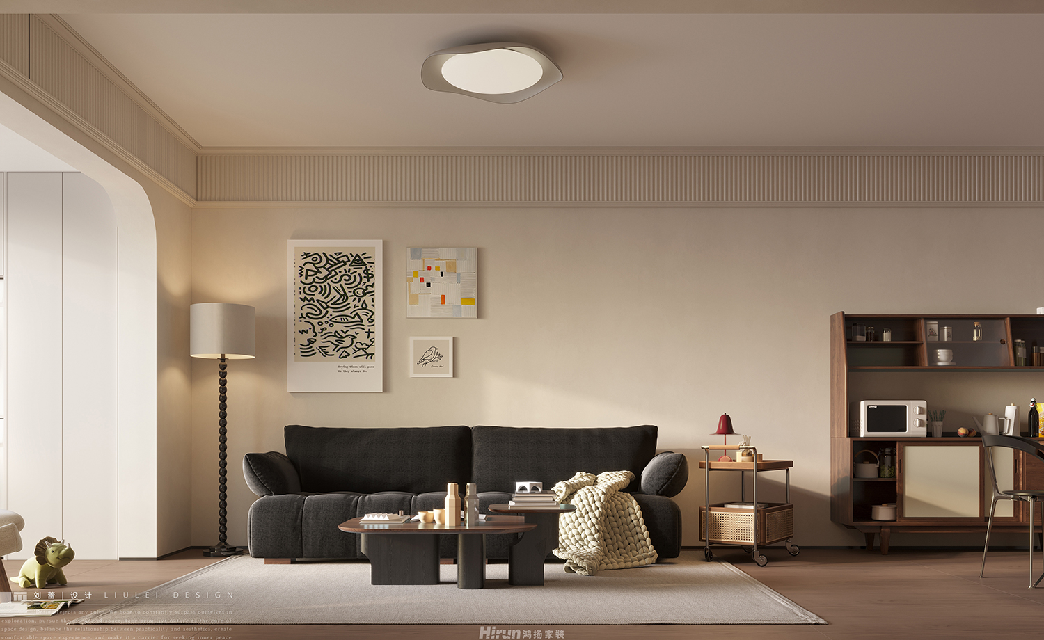 保利天禧85㎡復古風潮二居室 裝修案例效果圖-3