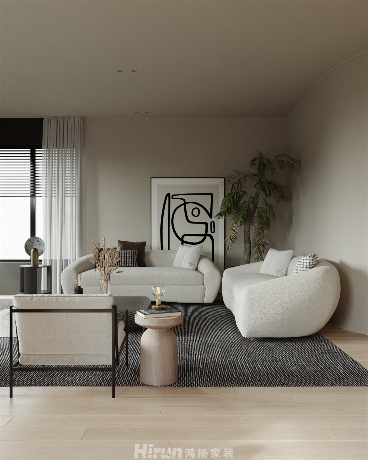 長房云時代200㎡極簡詫寂四居室 裝修案例效果圖-5