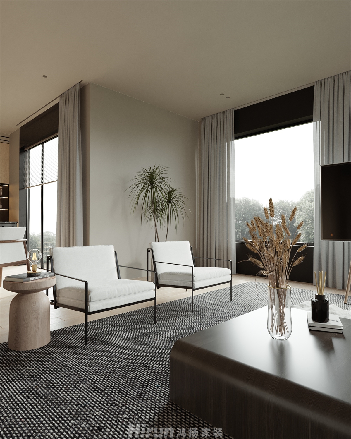 長房云時代200㎡極簡詫寂四居室 裝修案例效果圖-7