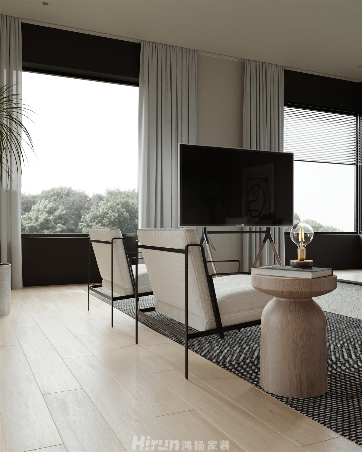 長房云時代200㎡極簡詫寂四居室 裝修案例效果圖-3