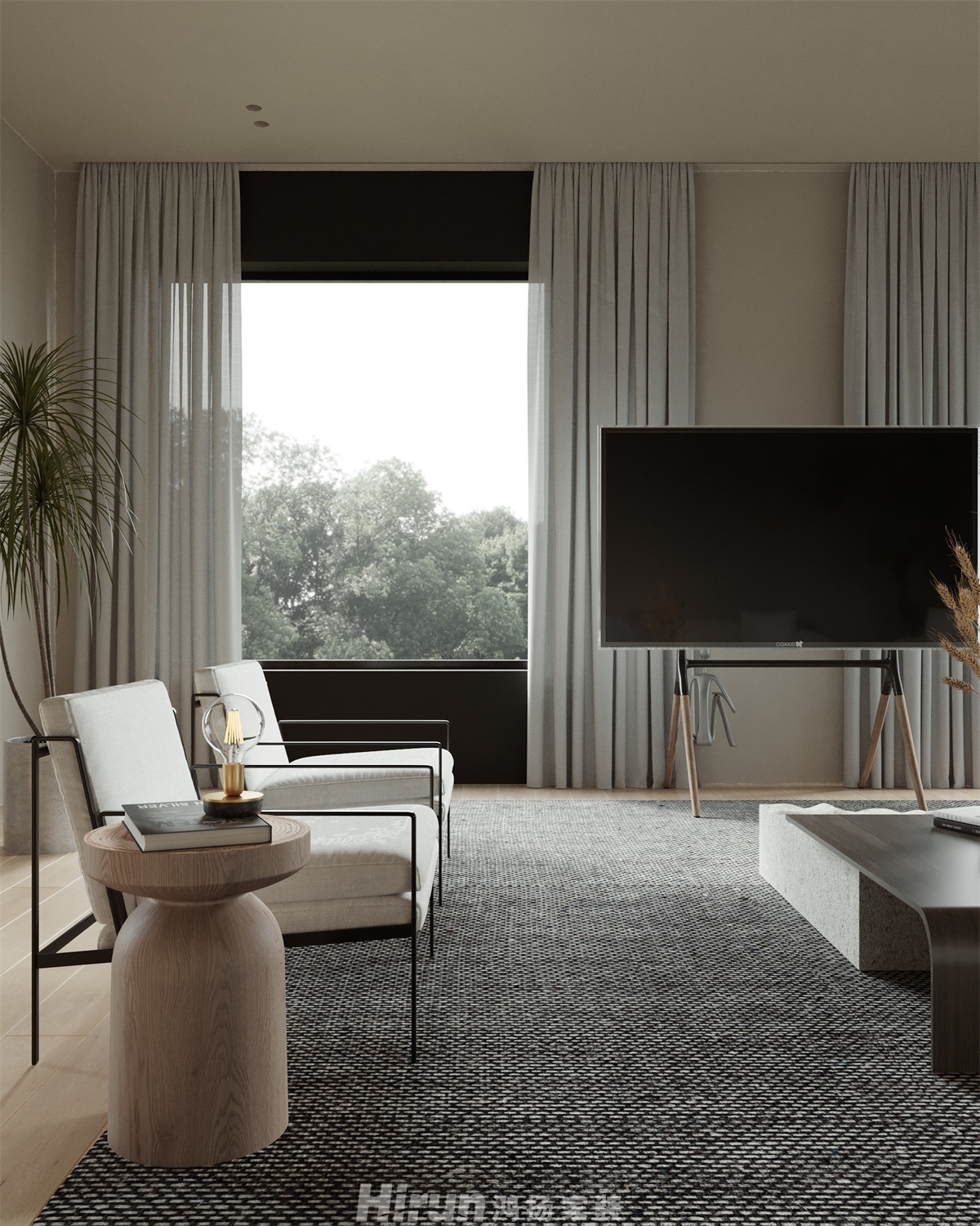 長房云時代200㎡極簡詫寂四居室 裝修案例效果圖-9