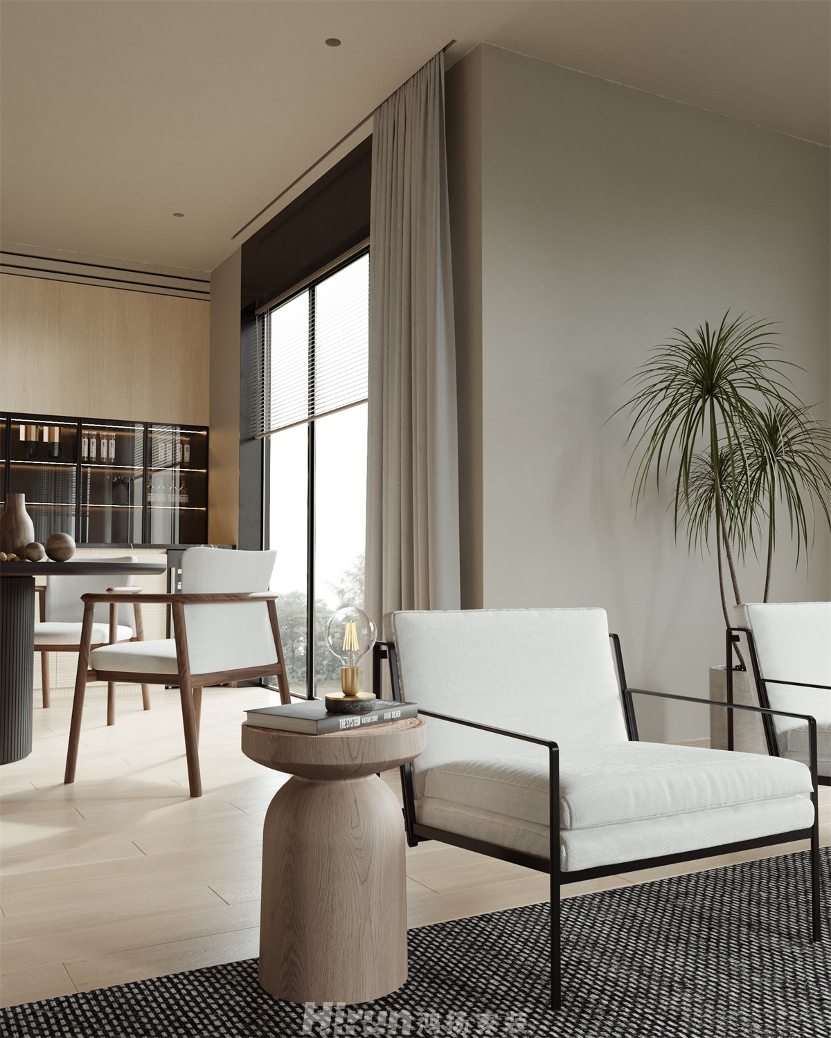 長房云時代200㎡極簡詫寂四居室 裝修案例效果圖-10