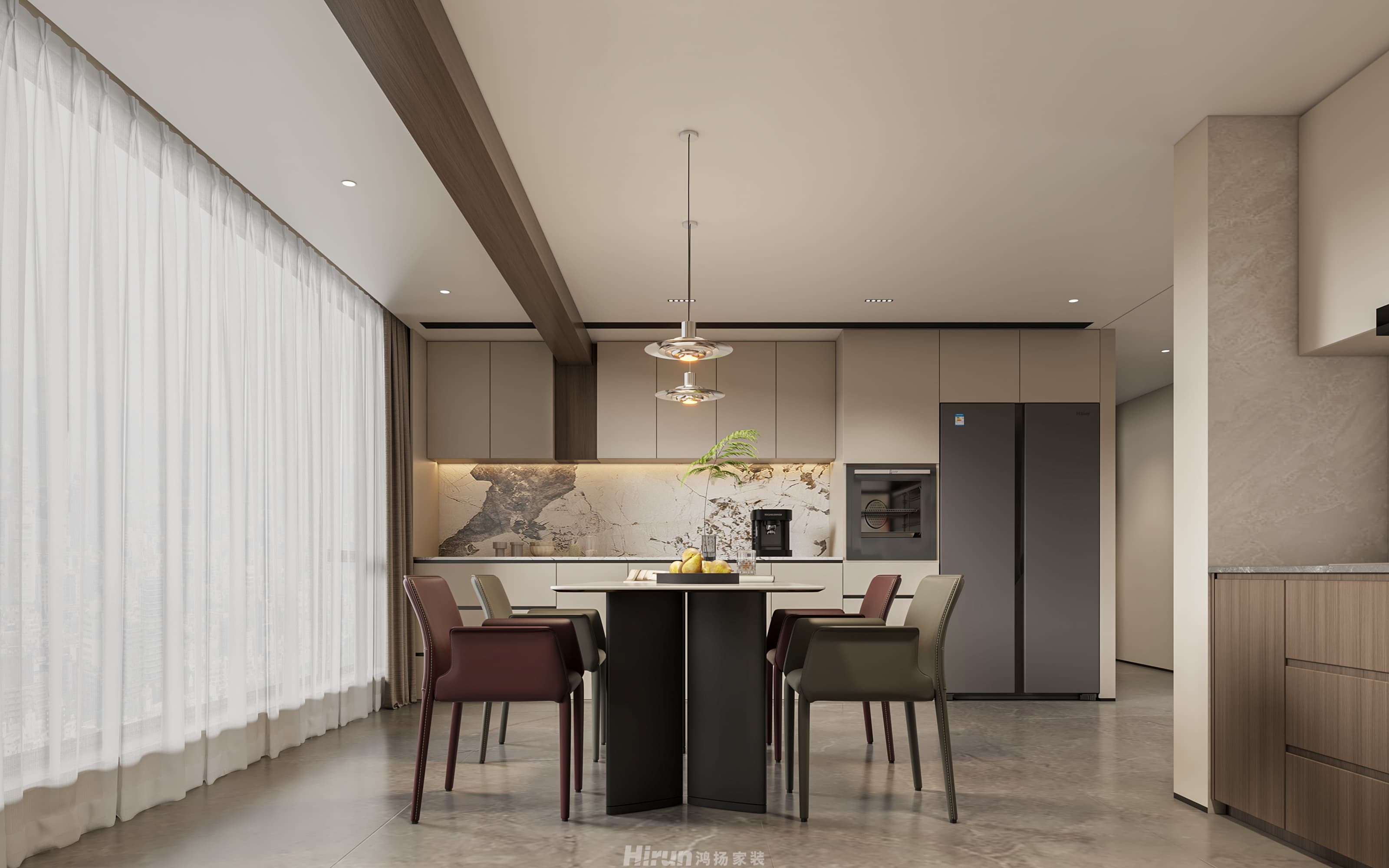 河畔華府155㎡雅致現代四居室 裝修案例效果圖-6