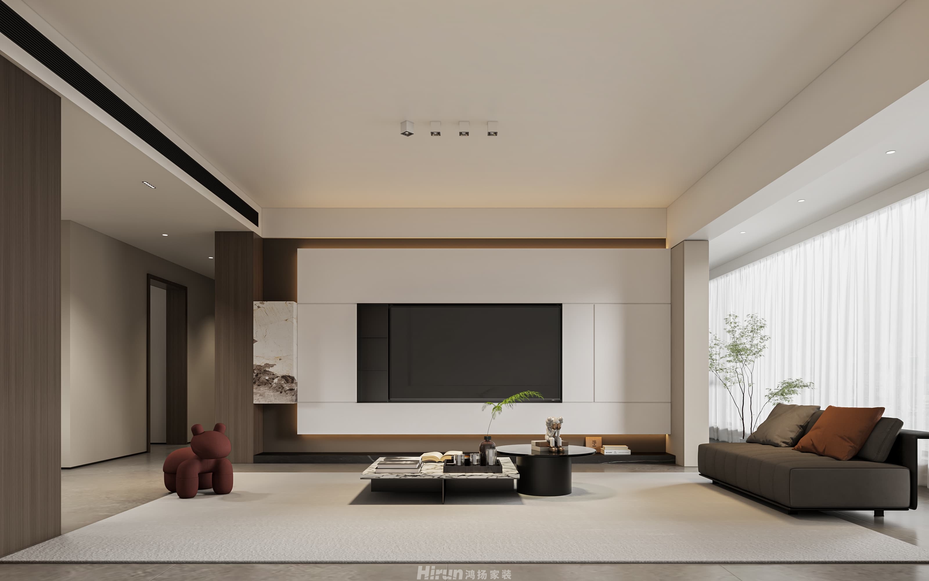 河畔華府155㎡雅致現代四居室 裝修案例效果圖-3