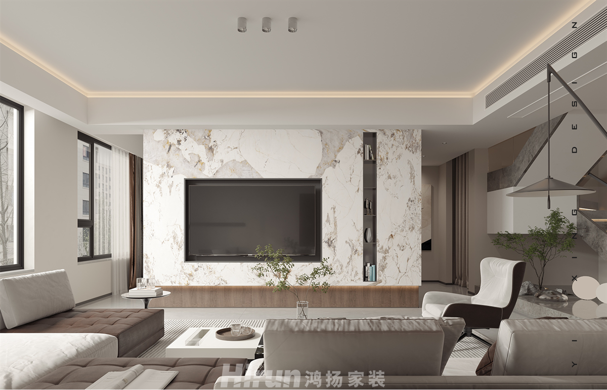 建發(fā)央著175㎡雅致現(xiàn)代復(fù)式 裝修案例效果圖-5