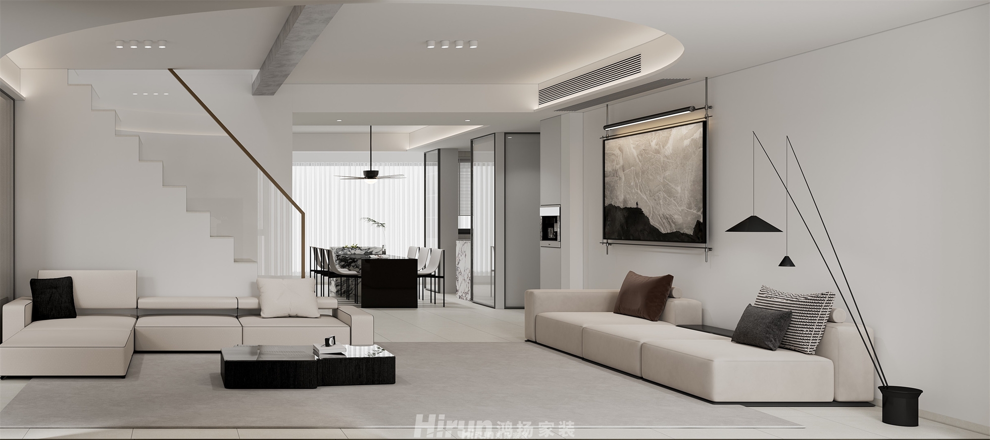 東宸上品180㎡雅致現代復式 裝修案例效果圖-4