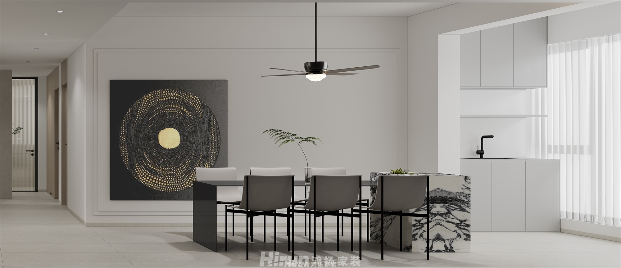 東宸上品180㎡雅致現代復式 裝修案例效果圖-3