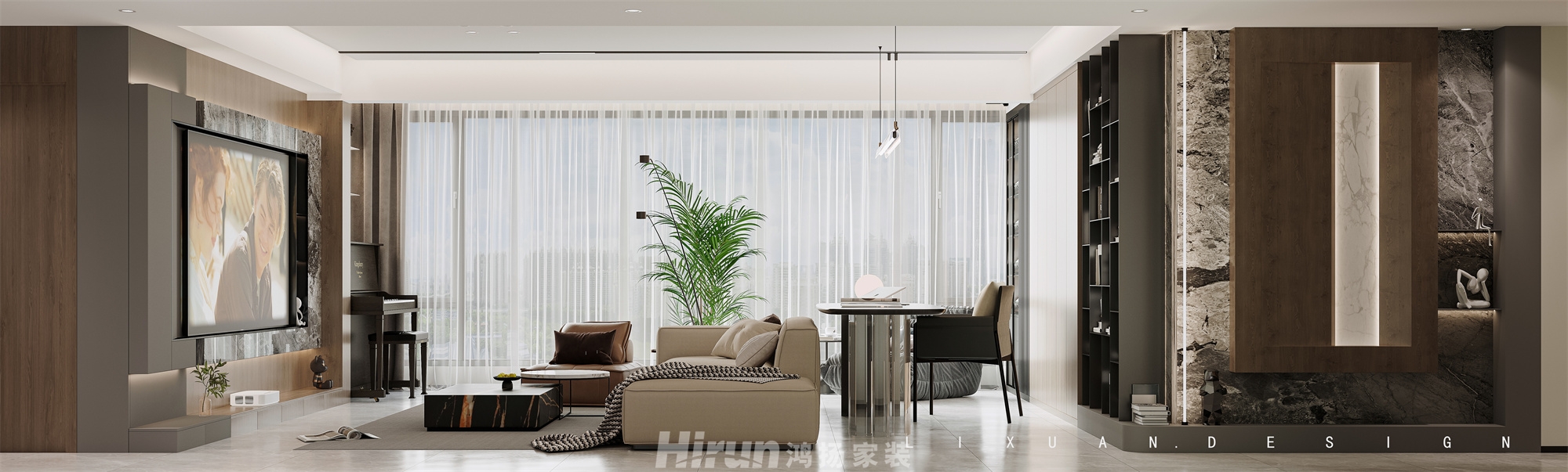 洋湖晴翠170㎡雅致現代大平層 裝修案例效果圖-3