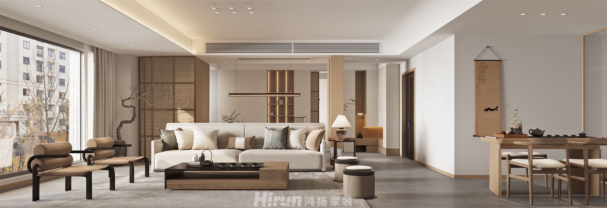 萬境松雅153㎡意境東方四居室 裝修案例效果圖-6