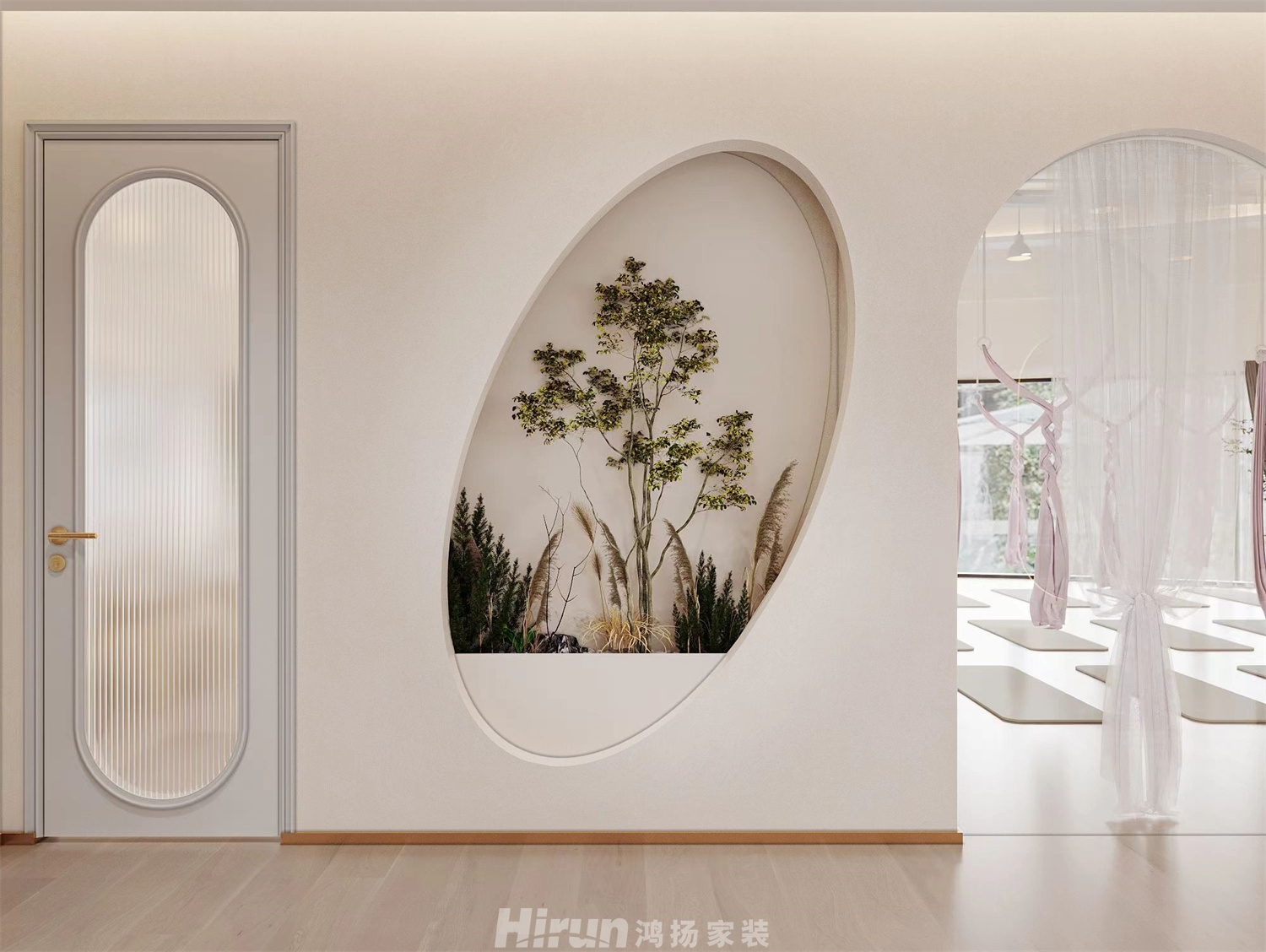 JY瑜伽館350㎡優(yōu)雅繽紛大平層 裝修案例效果圖-2