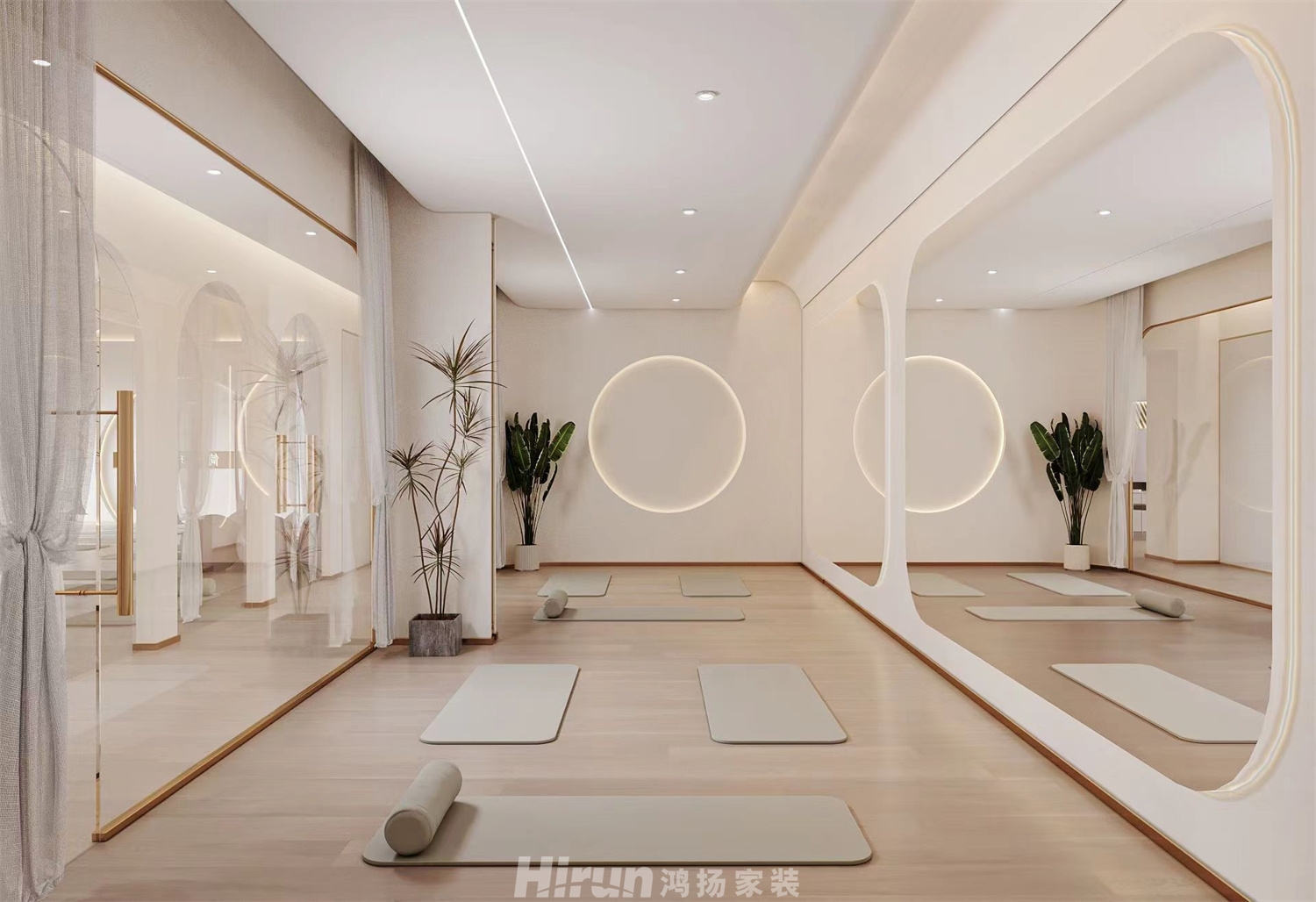 JY瑜伽館350㎡優(yōu)雅繽紛大平層 裝修案例效果圖-3