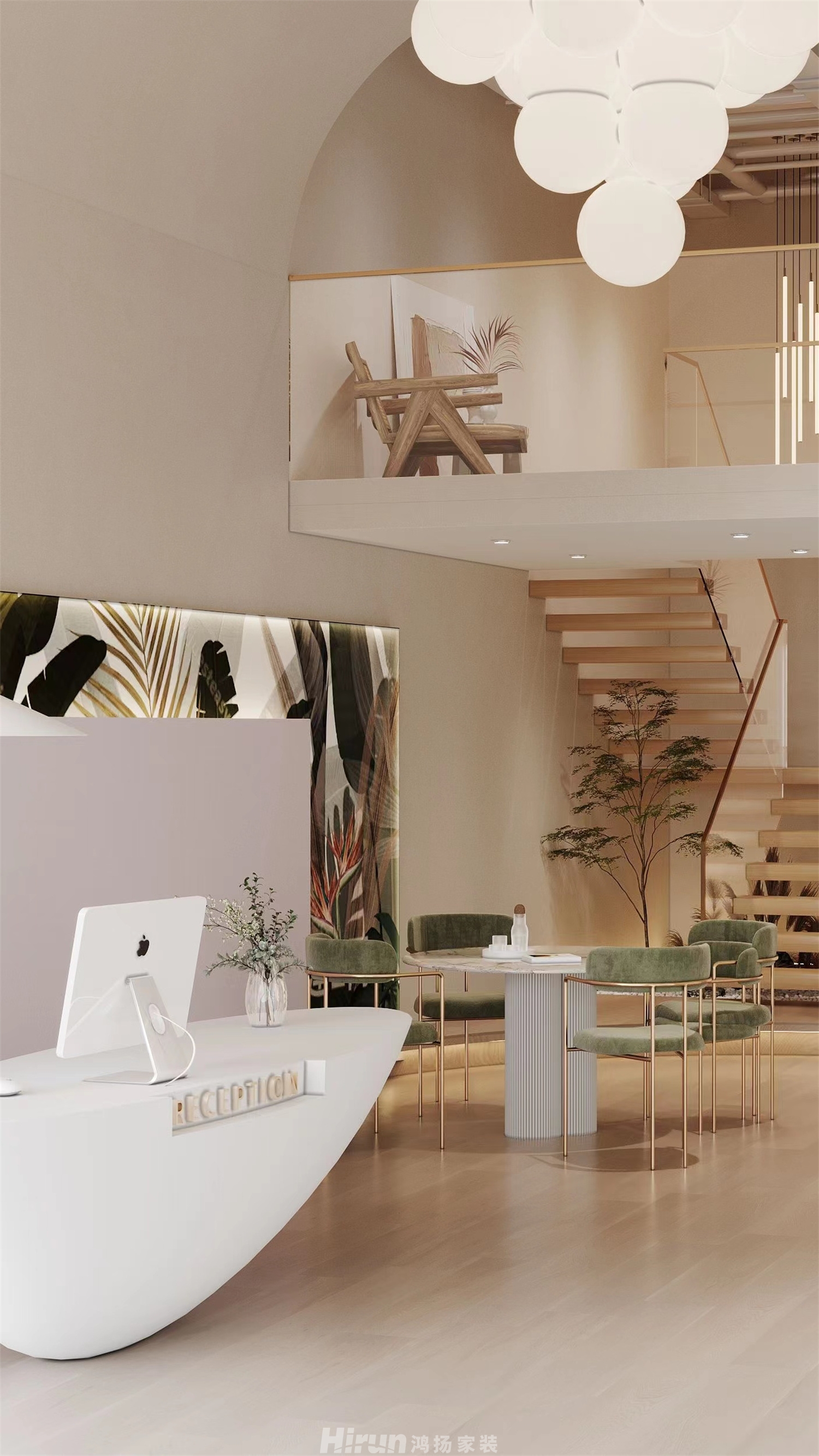 JY瑜伽館350㎡優(yōu)雅繽紛大平層 裝修案例效果圖-5