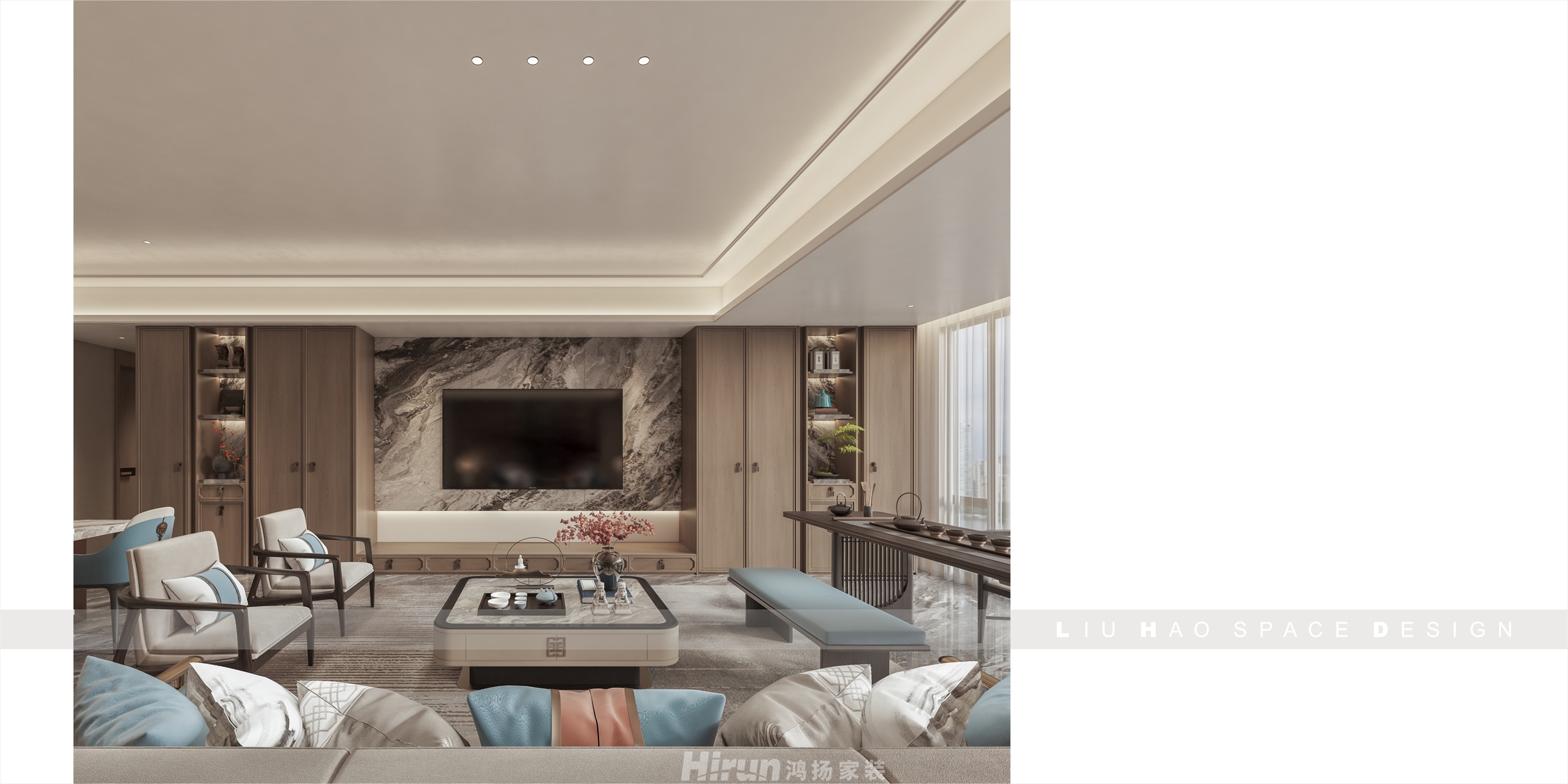 時代·建發(fā)和著210㎡復(fù)合寫意大平層 裝修案例效果圖-4