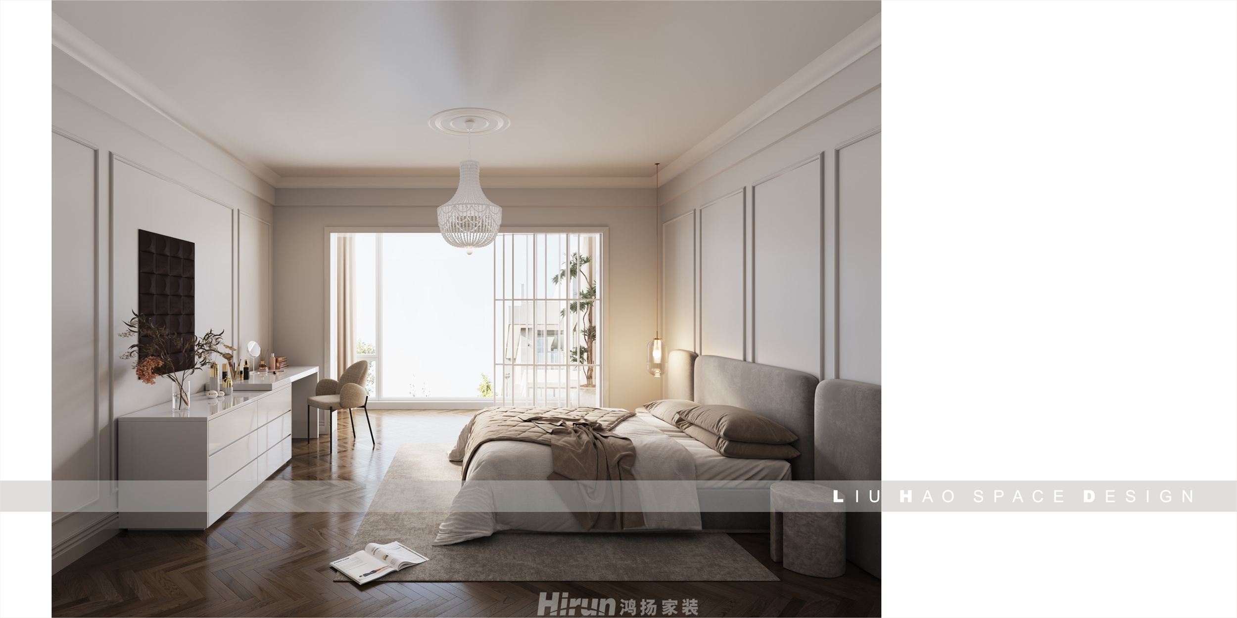 盈峰翠邸300㎡復古風潮別墅 裝修案例效果圖-3