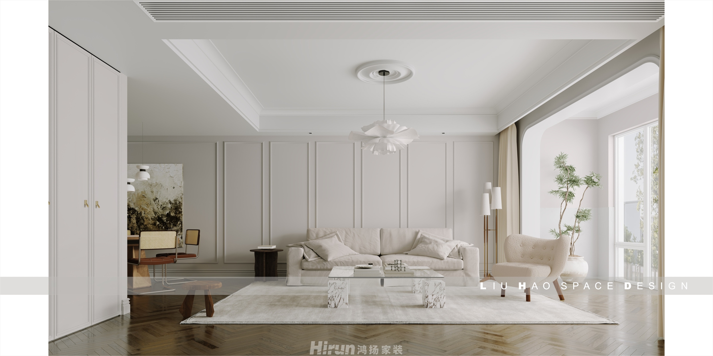 盈峰翠邸300㎡復古風潮別墅 裝修案例效果圖-6