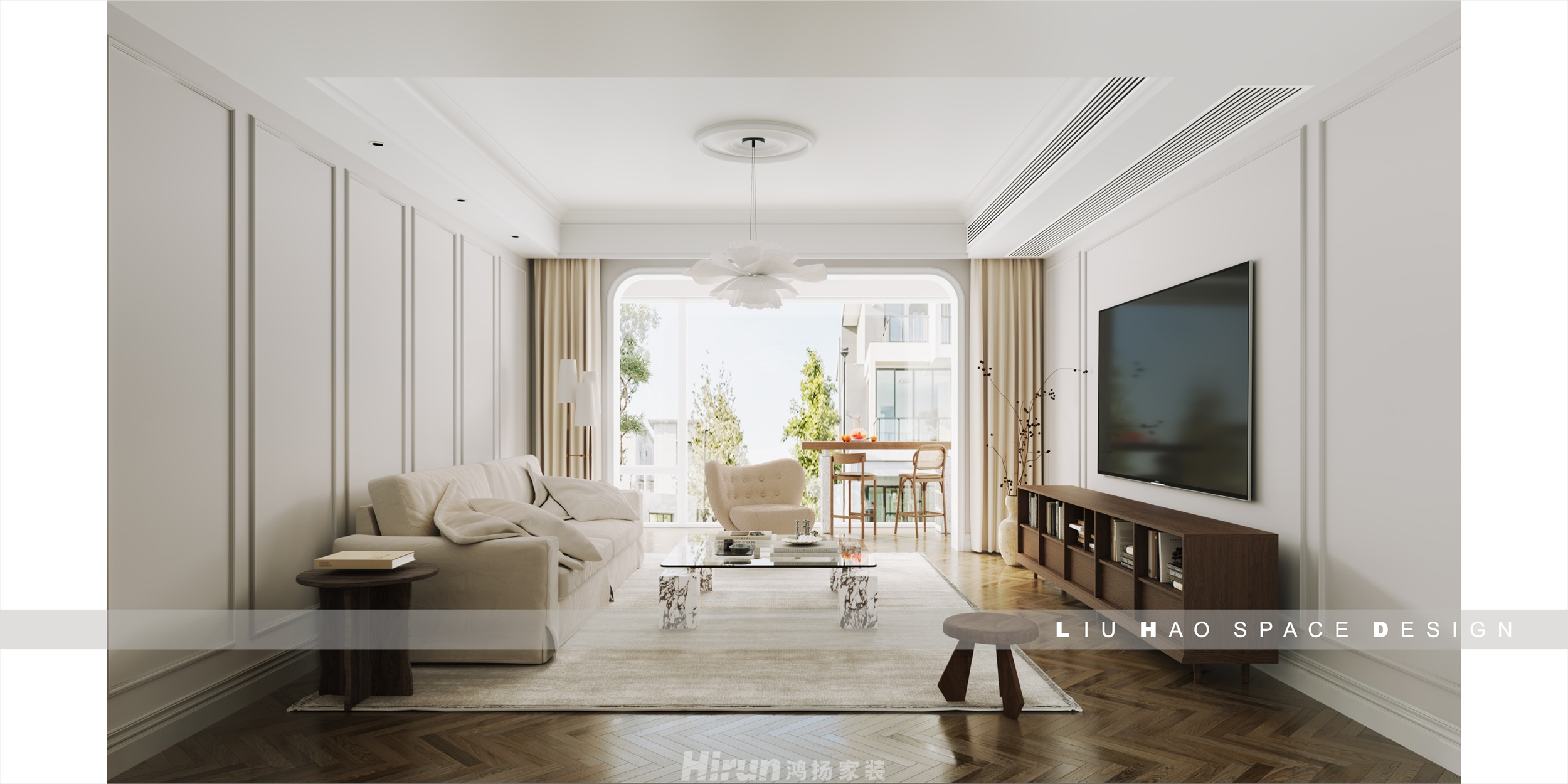 盈峰翠邸300㎡復古風潮別墅 裝修案例效果圖-7