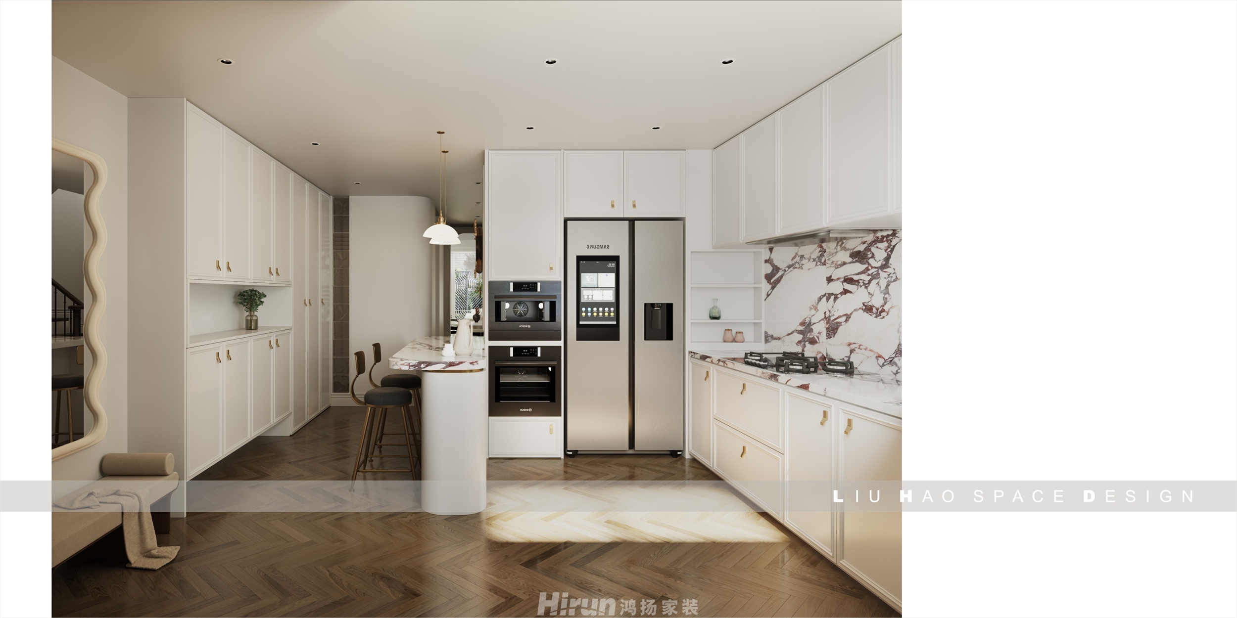 盈峰翠邸300㎡復古風潮別墅 裝修案例效果圖-9