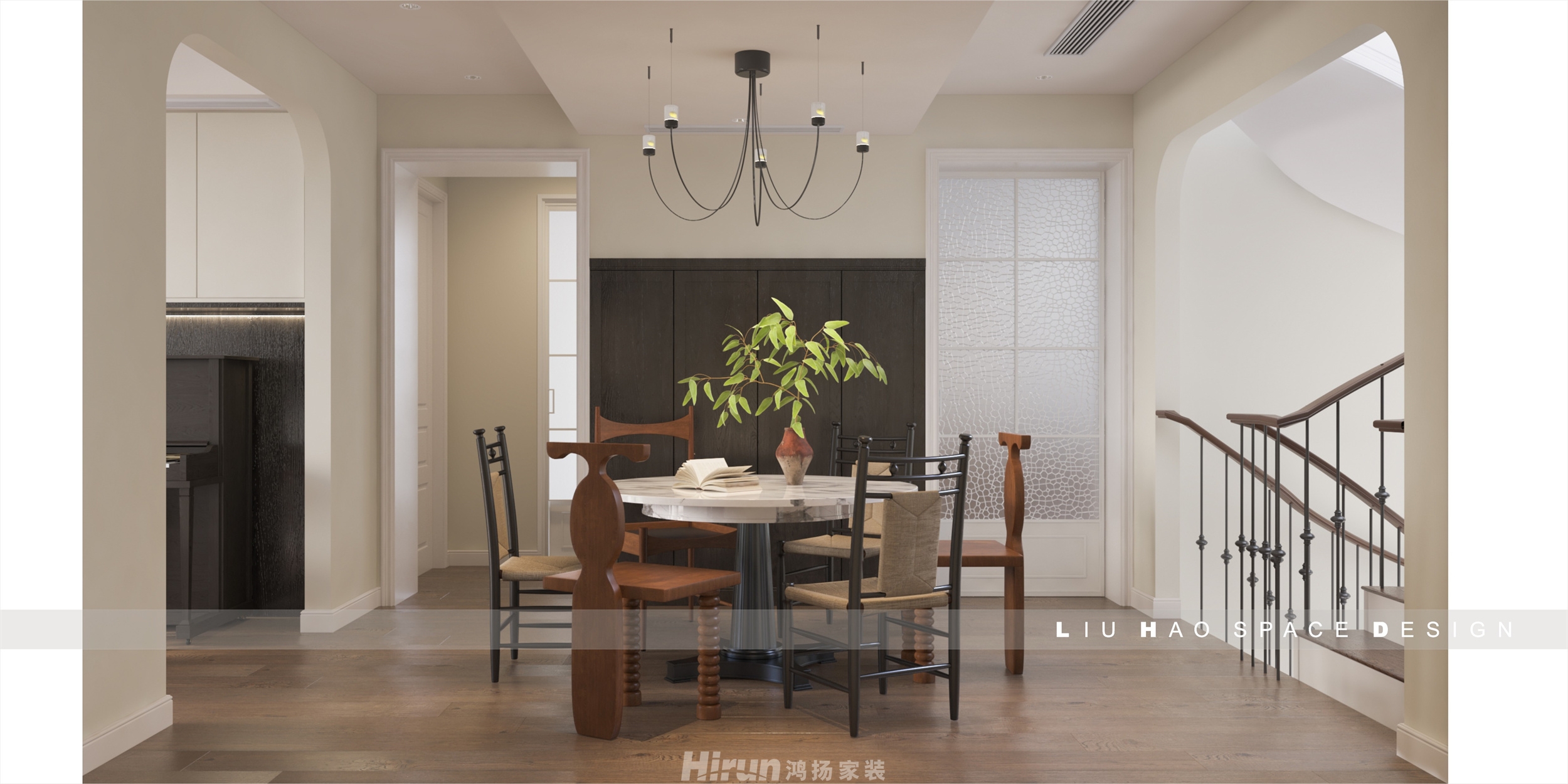 越秀星悅薈300㎡復古風潮疊墅 裝修案例效果圖-3