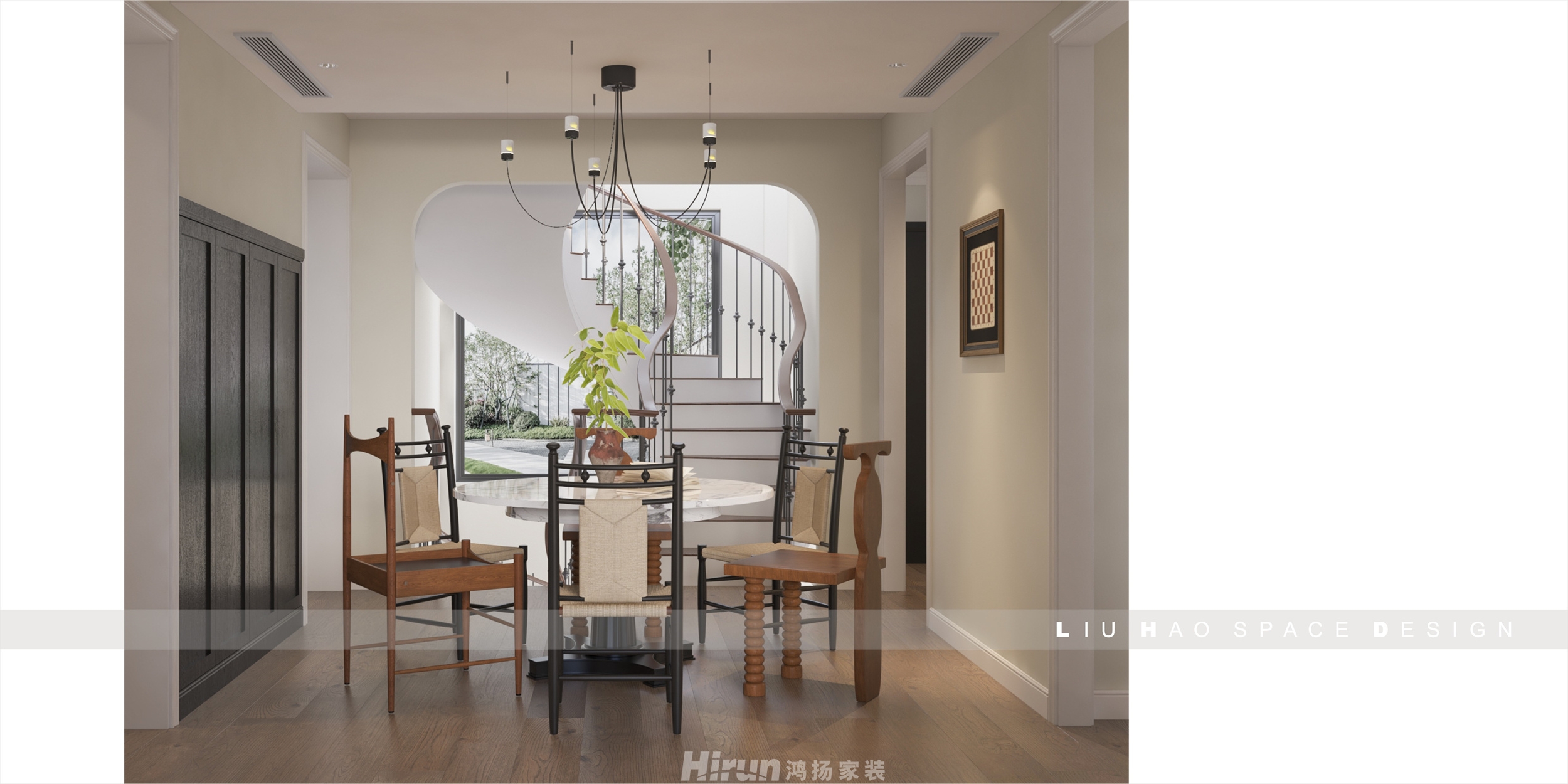 越秀星悅薈300㎡復古風潮疊墅 裝修案例效果圖-2