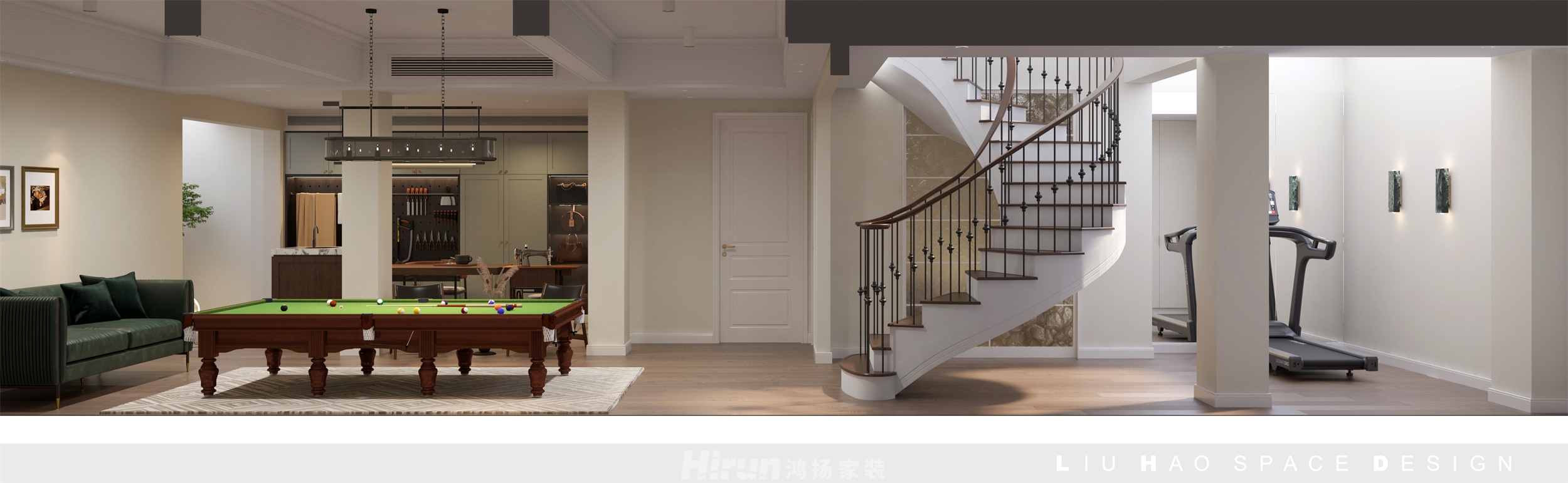 越秀星悅薈300㎡復古風潮疊墅 裝修案例效果圖-5