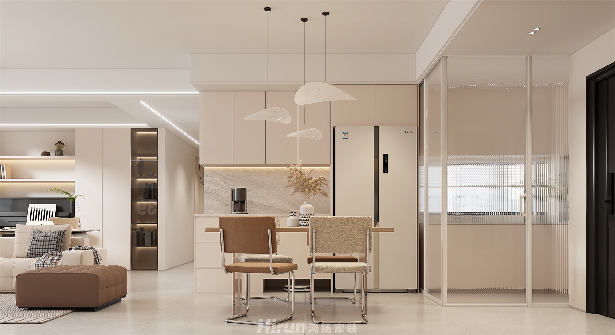 保利堂悅130㎡雅致現代三居室 裝修案例效果圖-5