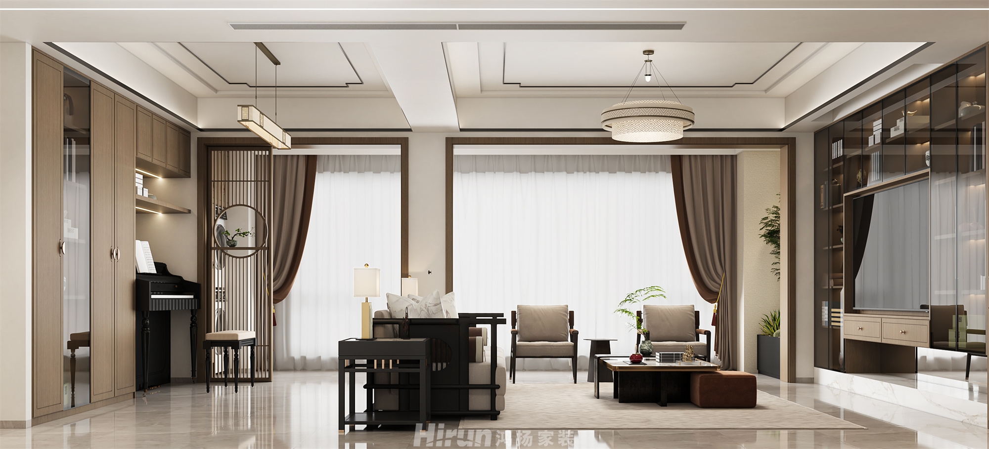 旭輝雨花郡143㎡復合寫意四居室 裝修案例效果圖-3