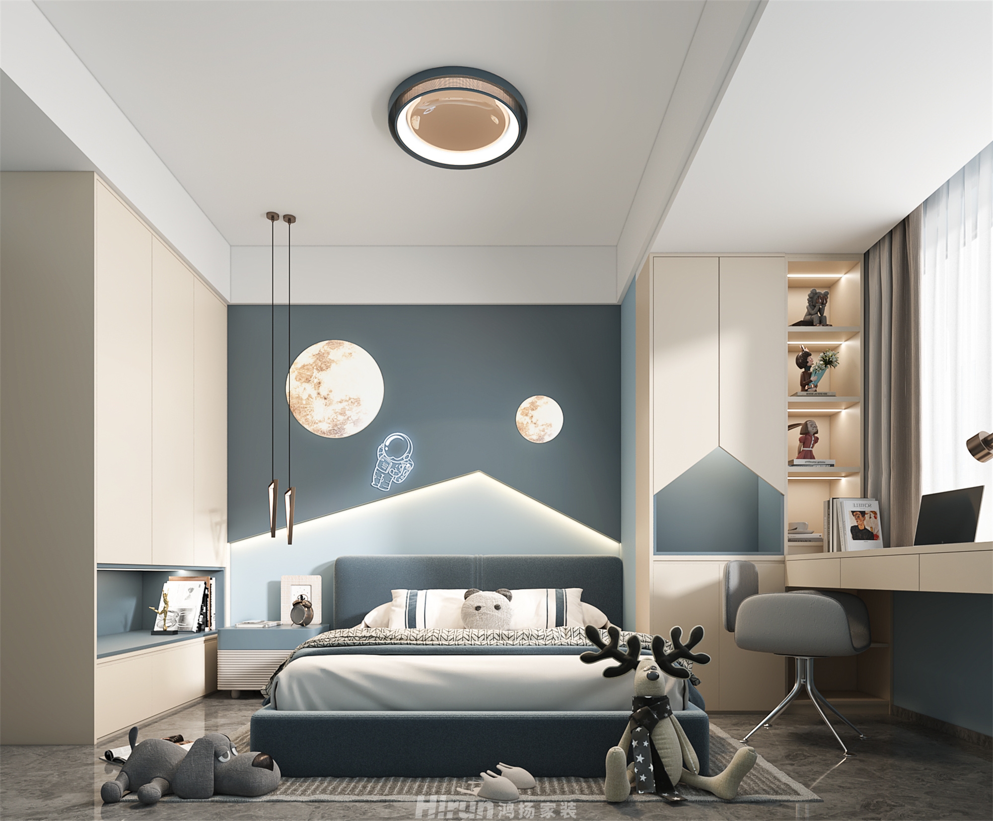 旭輝雨花郡143㎡復合寫意四居室 裝修案例效果圖-6