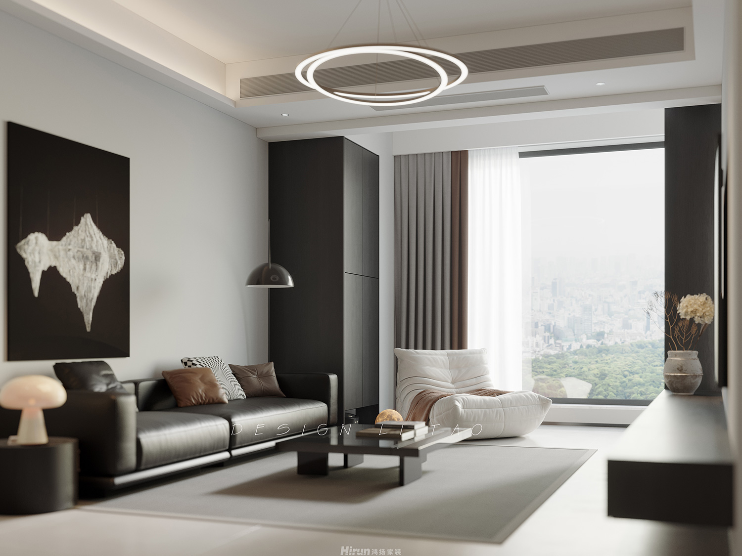 融創會展上東區111㎡雅致現代三居室 裝修案例效果圖-5