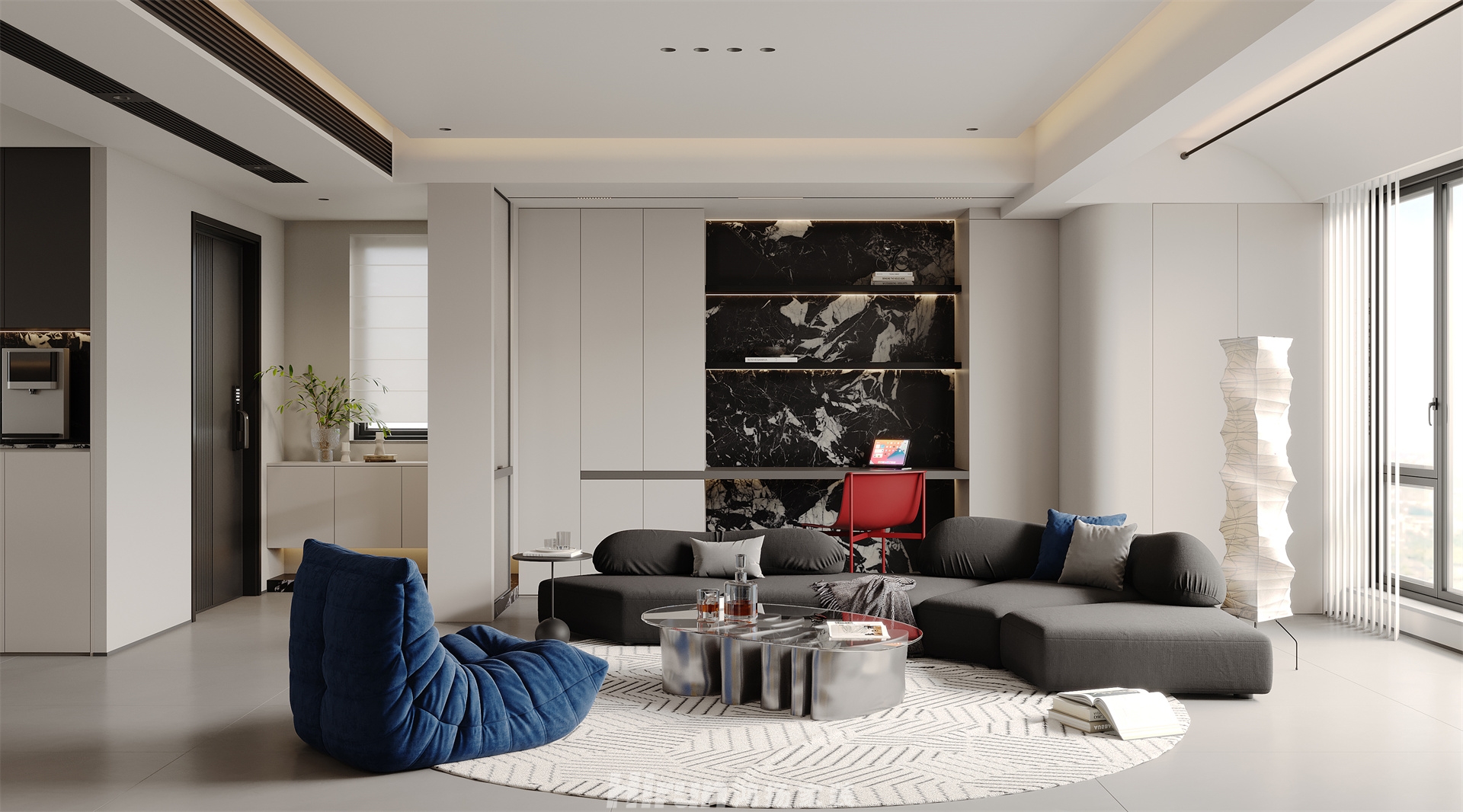 保利北中心128㎡雅致現代三居室 裝修案例效果圖-3