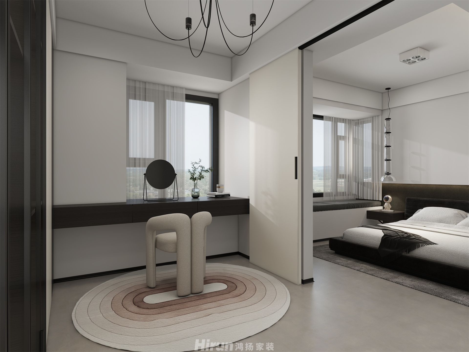 保利北中心128㎡雅致現代三居室 裝修案例效果圖-6