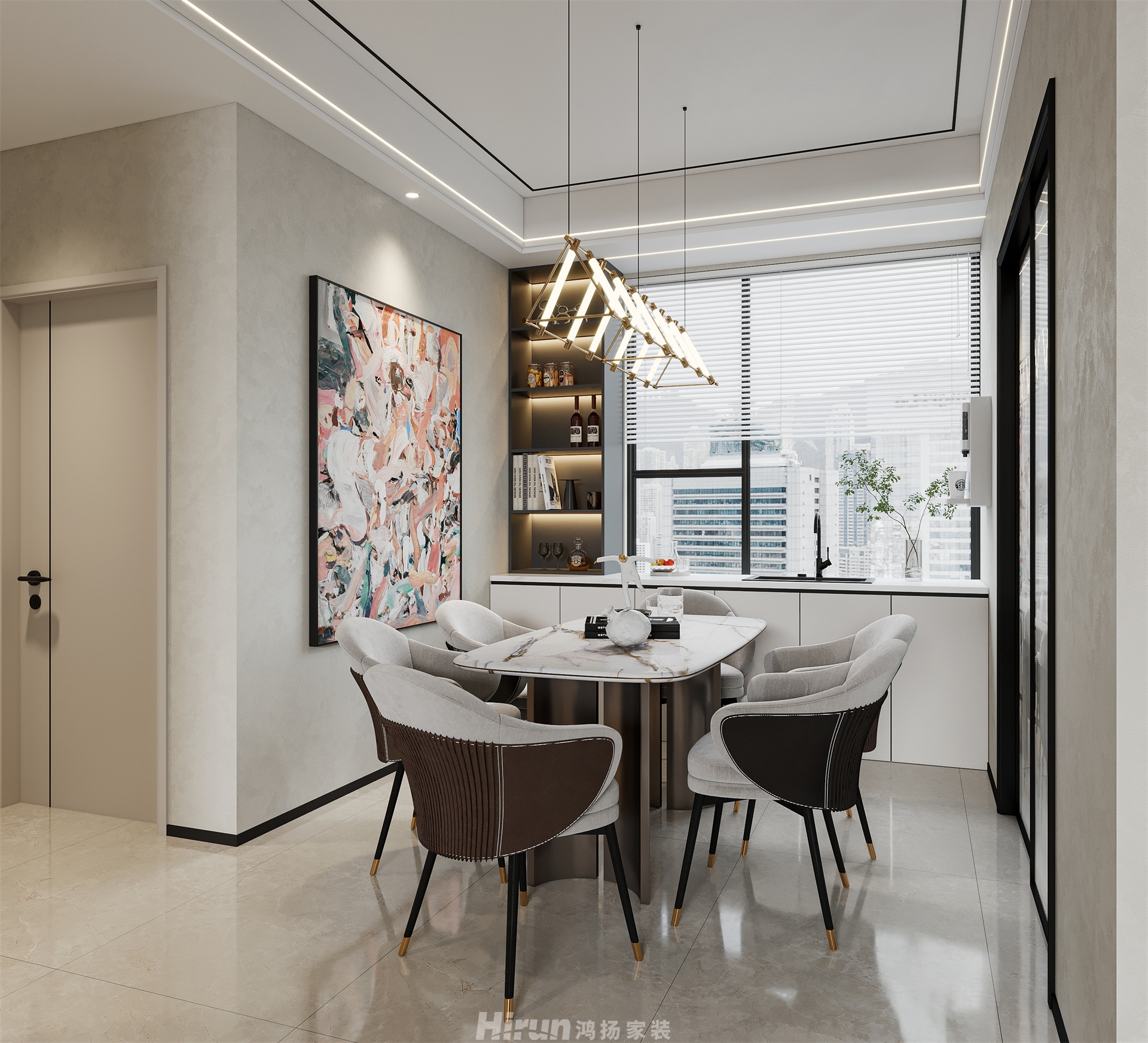 漢唐世家160㎡雅致現代復式 裝修案例效果圖-6