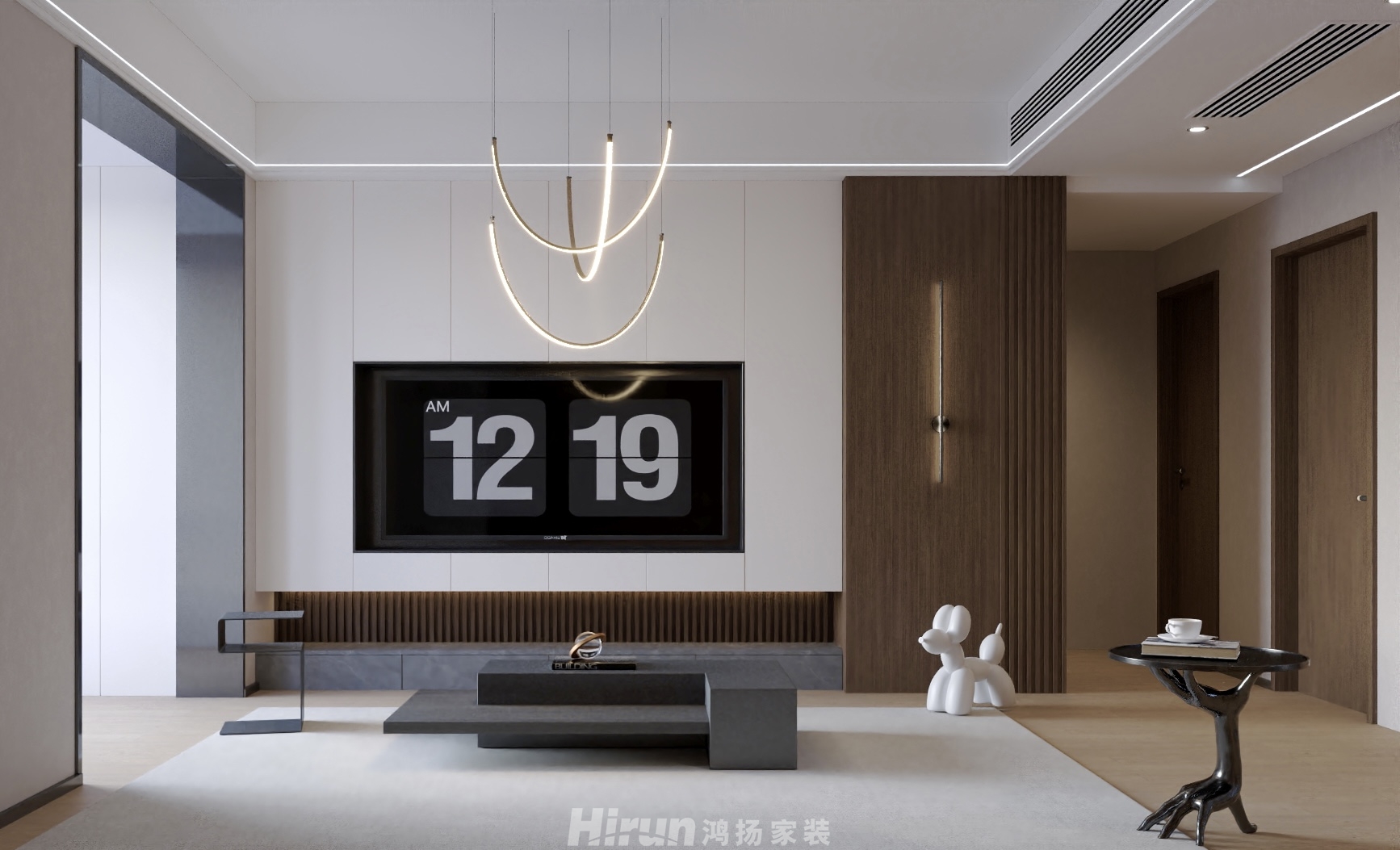 梅溪青秀110㎡雅致現代三居室 裝修案例效果圖-1