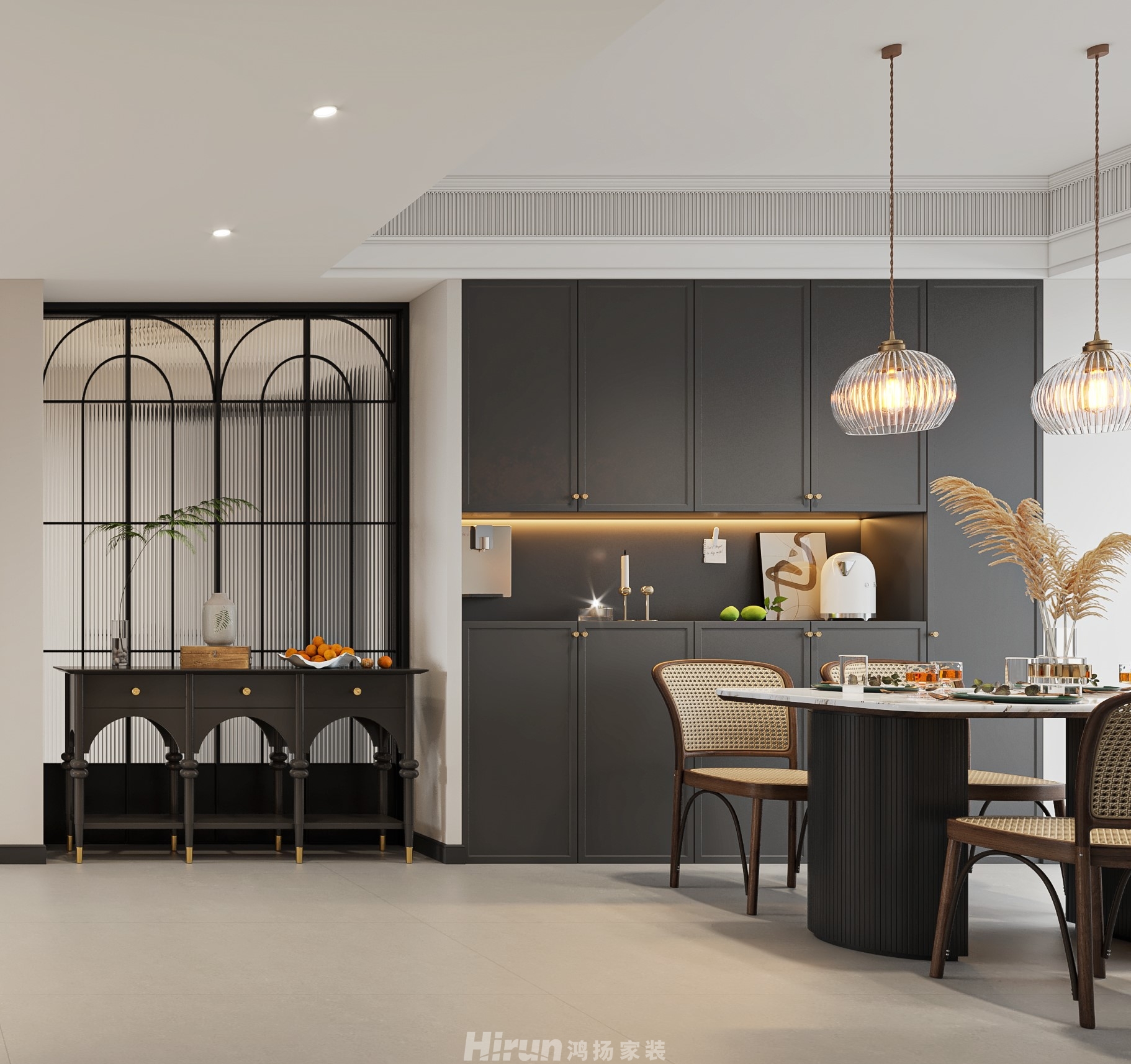 湘江天地160㎡復古風潮復式 裝修案例效果圖-4