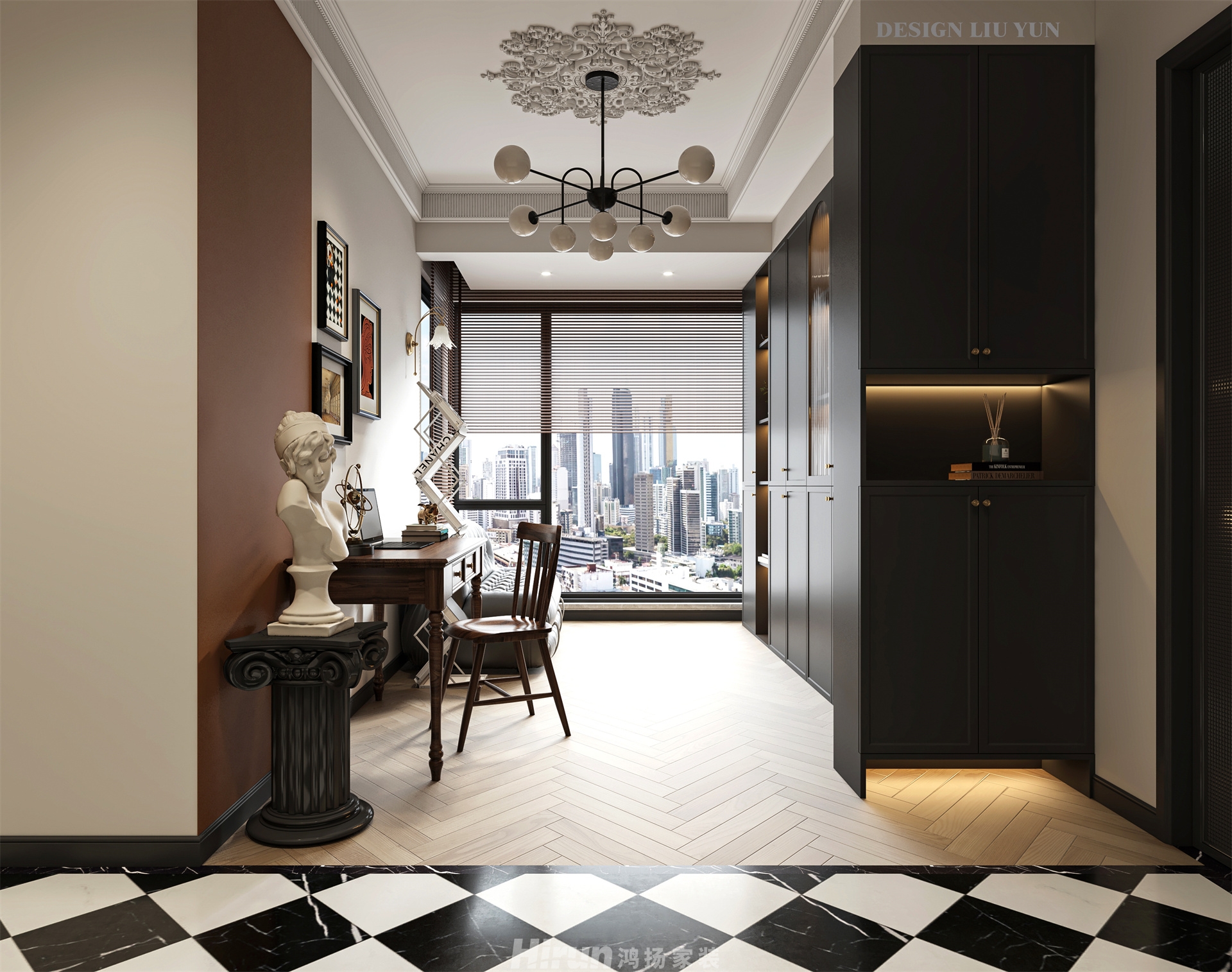 湘江天地160㎡復古風潮復式 裝修案例效果圖-5