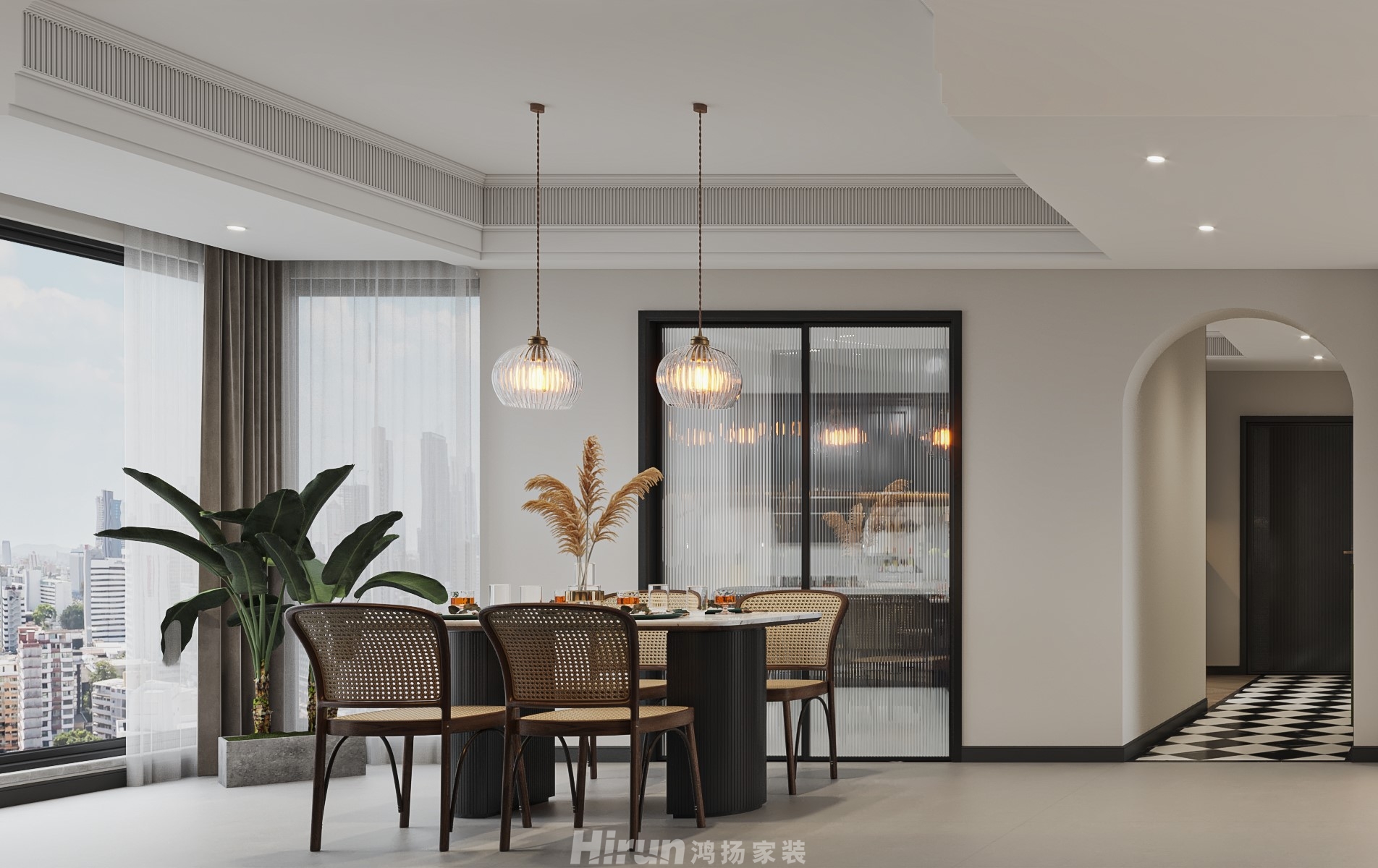 湘江天地160㎡復古風潮復式 裝修案例效果圖-1