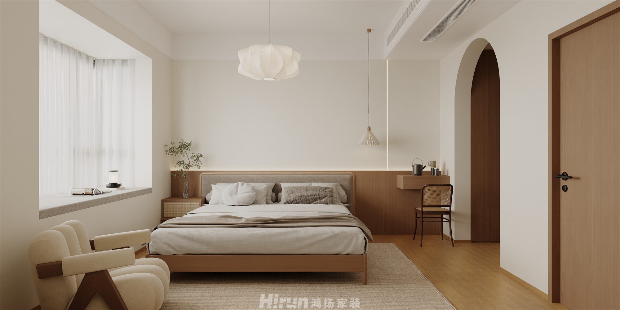 濱江學府140㎡復古風潮四居室 裝修案例效果圖-1