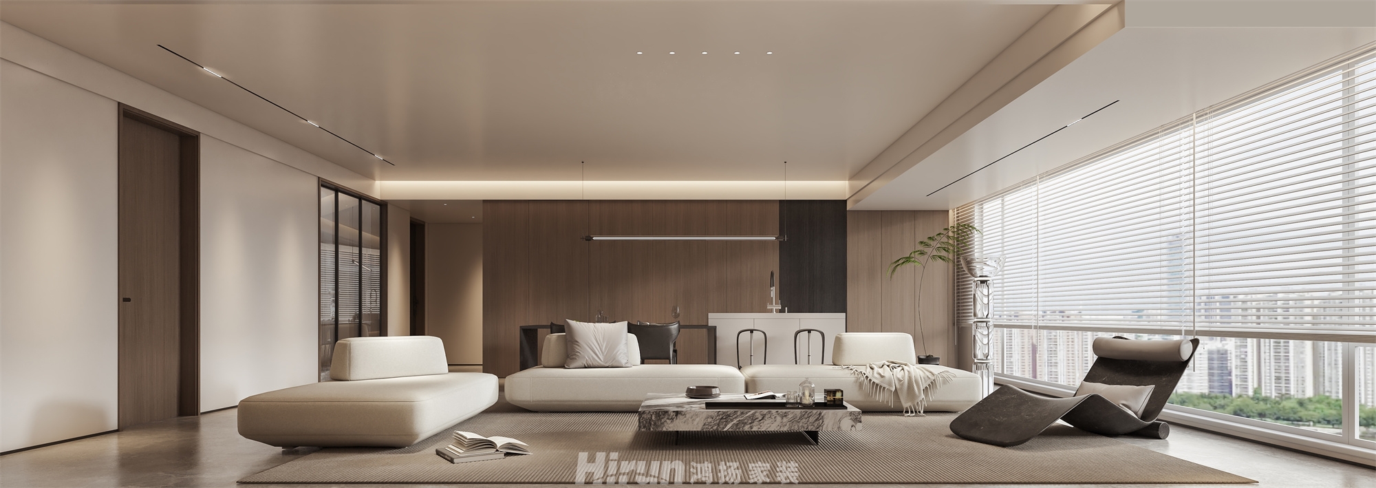 澳海觀瀾府160㎡新裝飾主義四居室 裝修案例效果圖-1