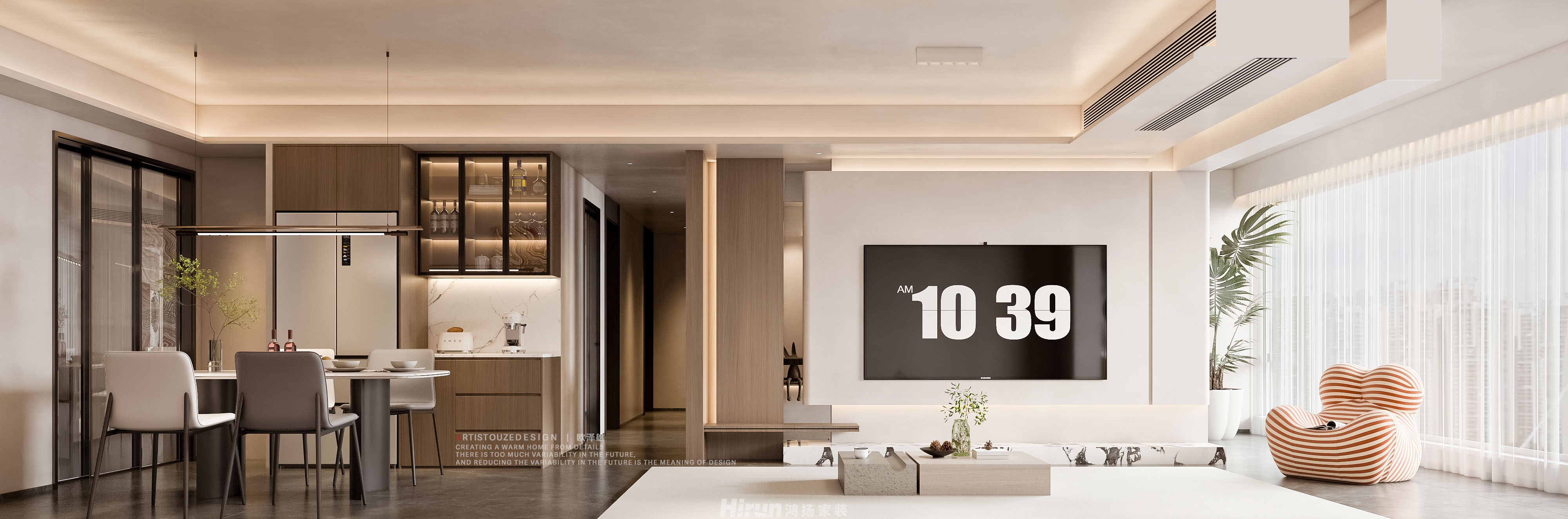 龍湖春江天曜121㎡雅致現代三居室 裝修案例效果圖-3